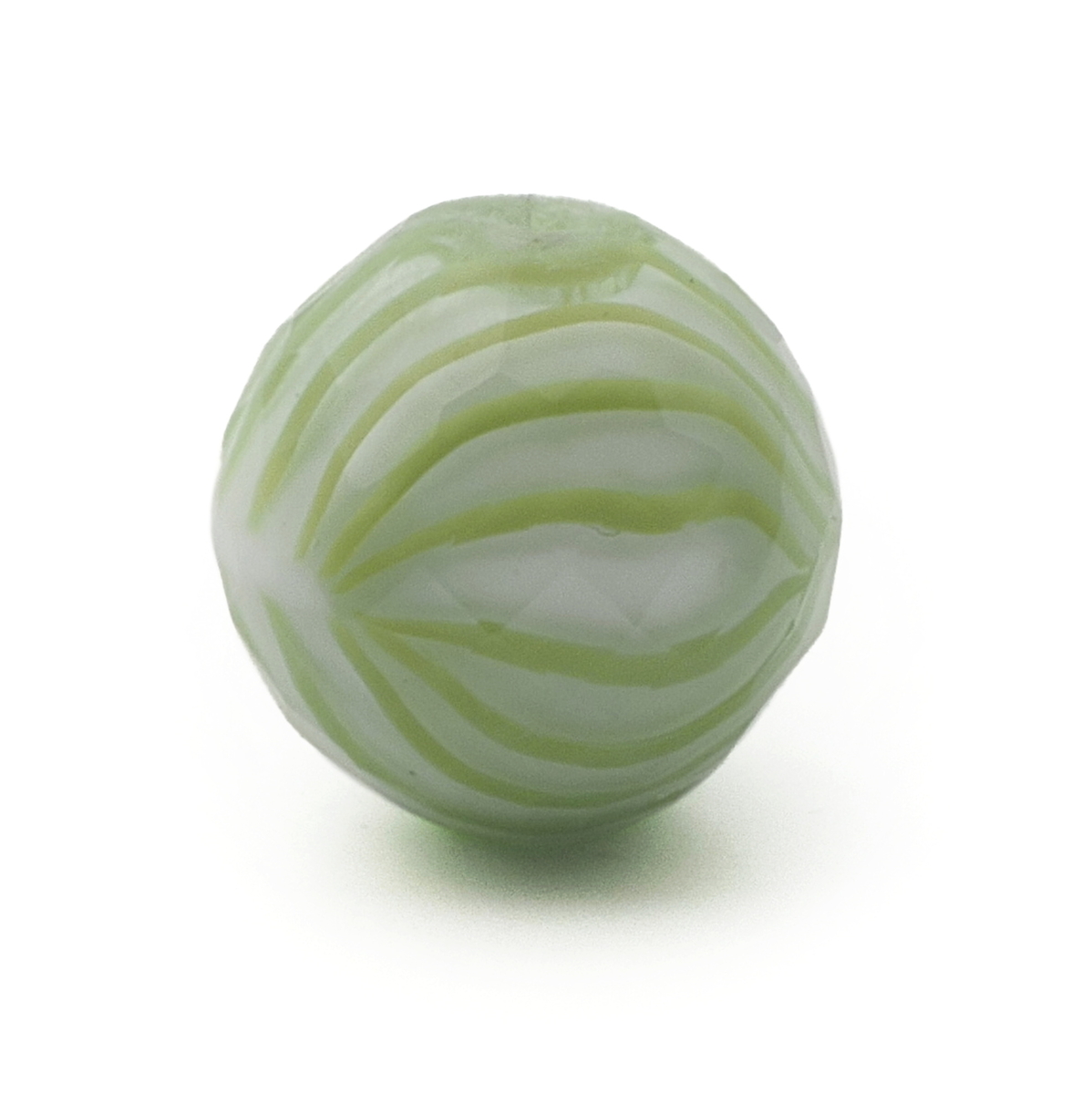 Large antique Czech green crystal striped faceted glass bead 20mm