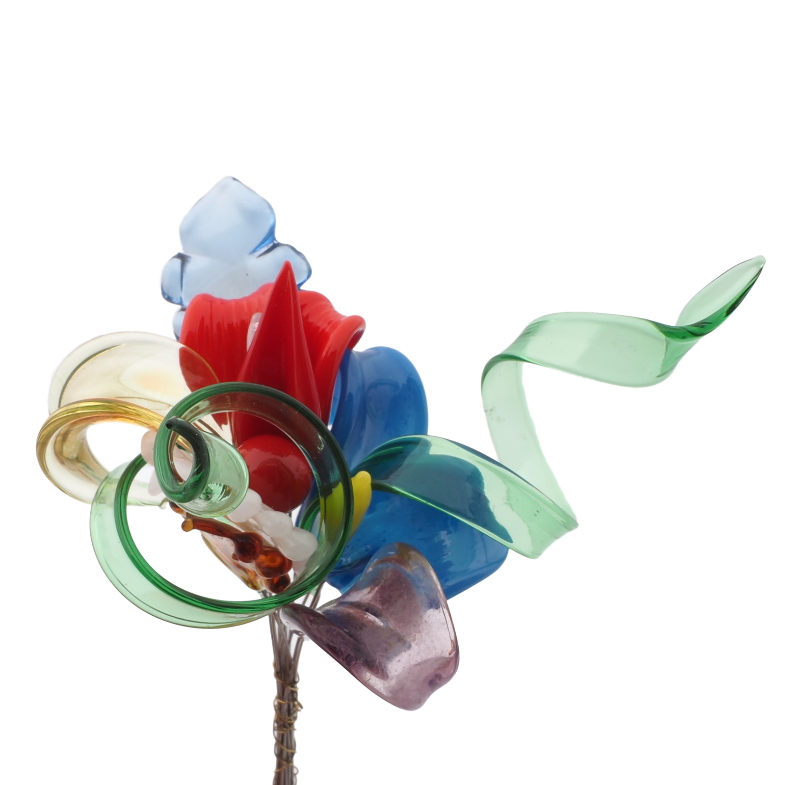 Lot (14) Czech lampwork glass flower and petal headpin stem craft beads