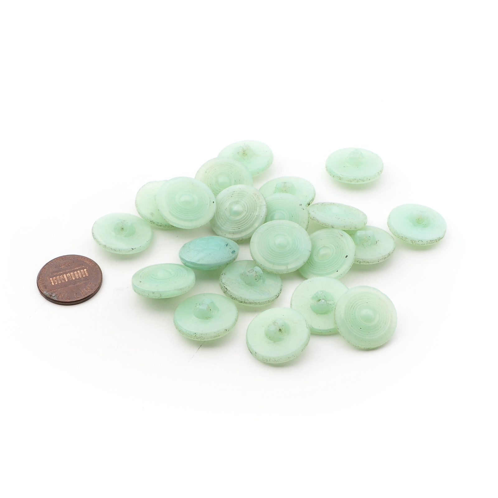 Card (40) vintage Czech assorted Uranium glass buttons