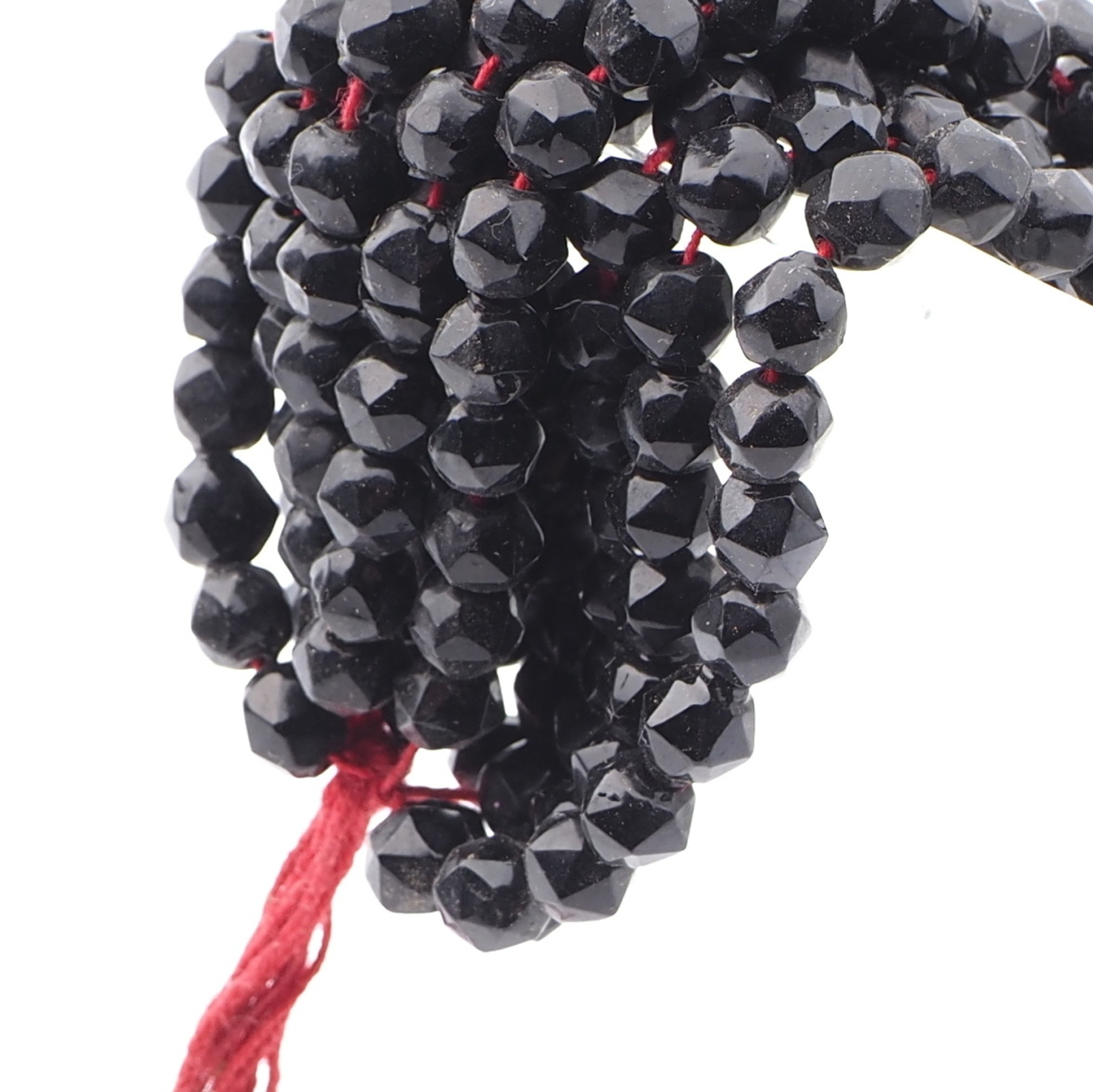 Hank (280) antique Victorian Czech blown round black glass beads 5mm