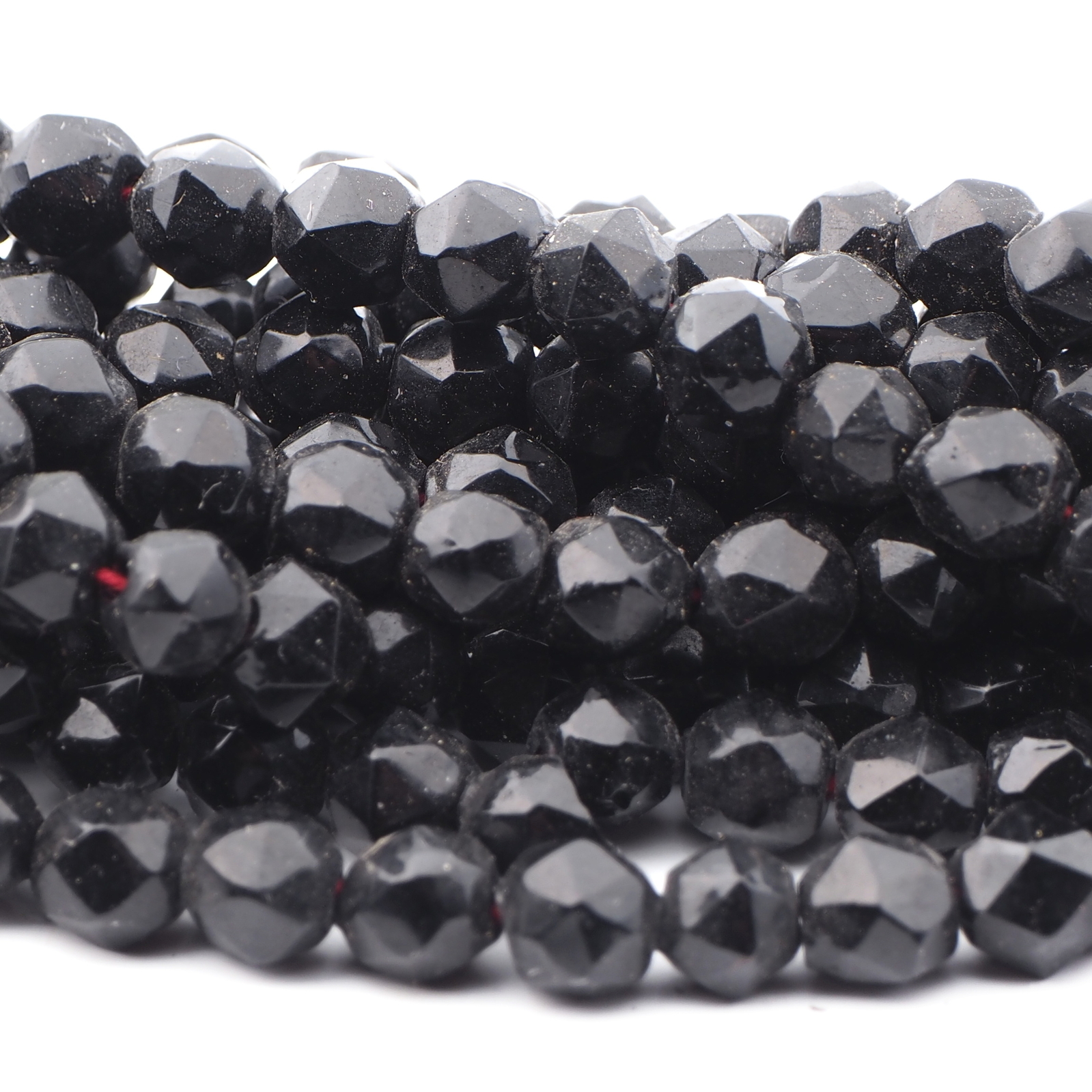 Hank (280) antique Victorian Czech blown round black glass beads 5mm