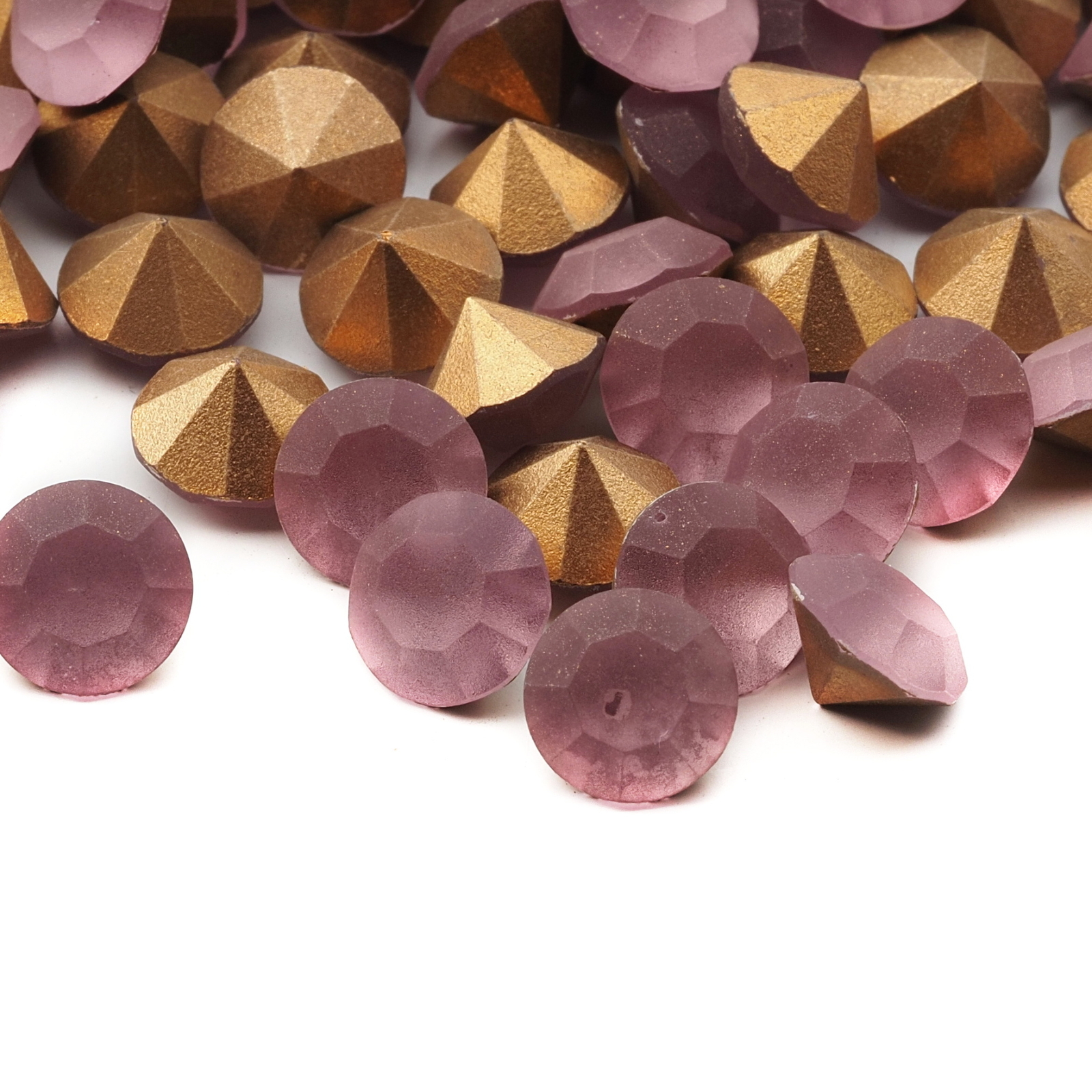 Lot (115) Czech vintage foiled round frost pink glass rhinestones 8mm