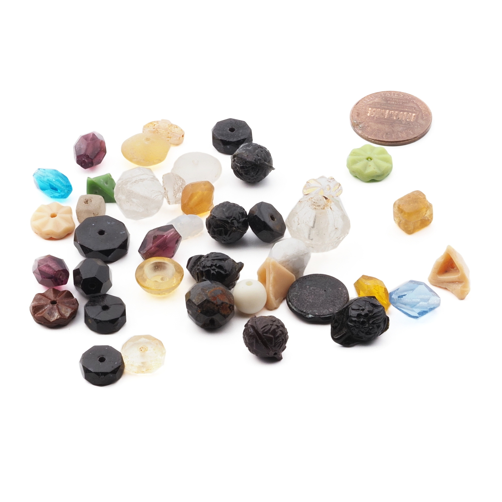Lot (40) Czech antique glass beads buttons