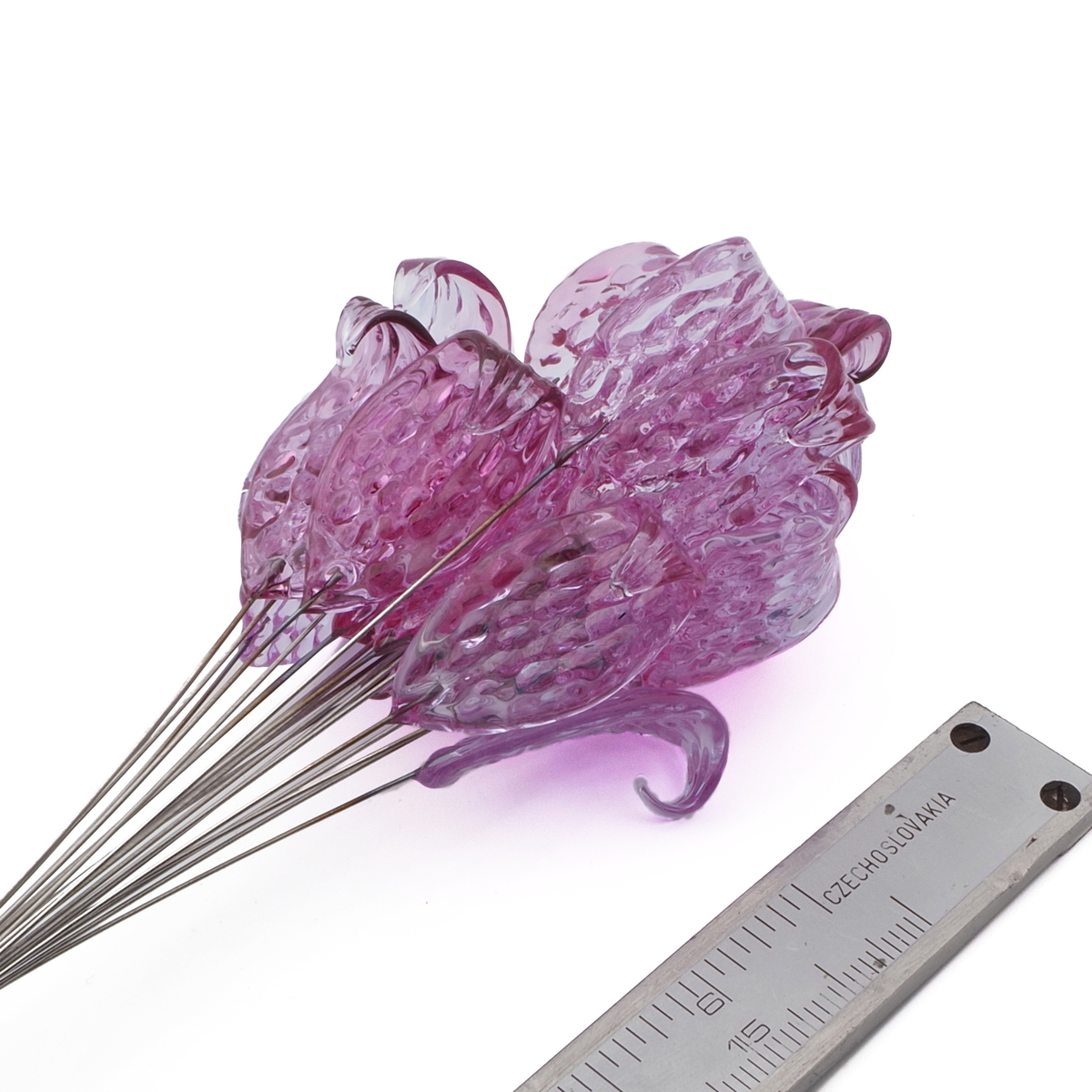 Czech lampwork glass alexandrite flower leaf glass bead (1 bead)