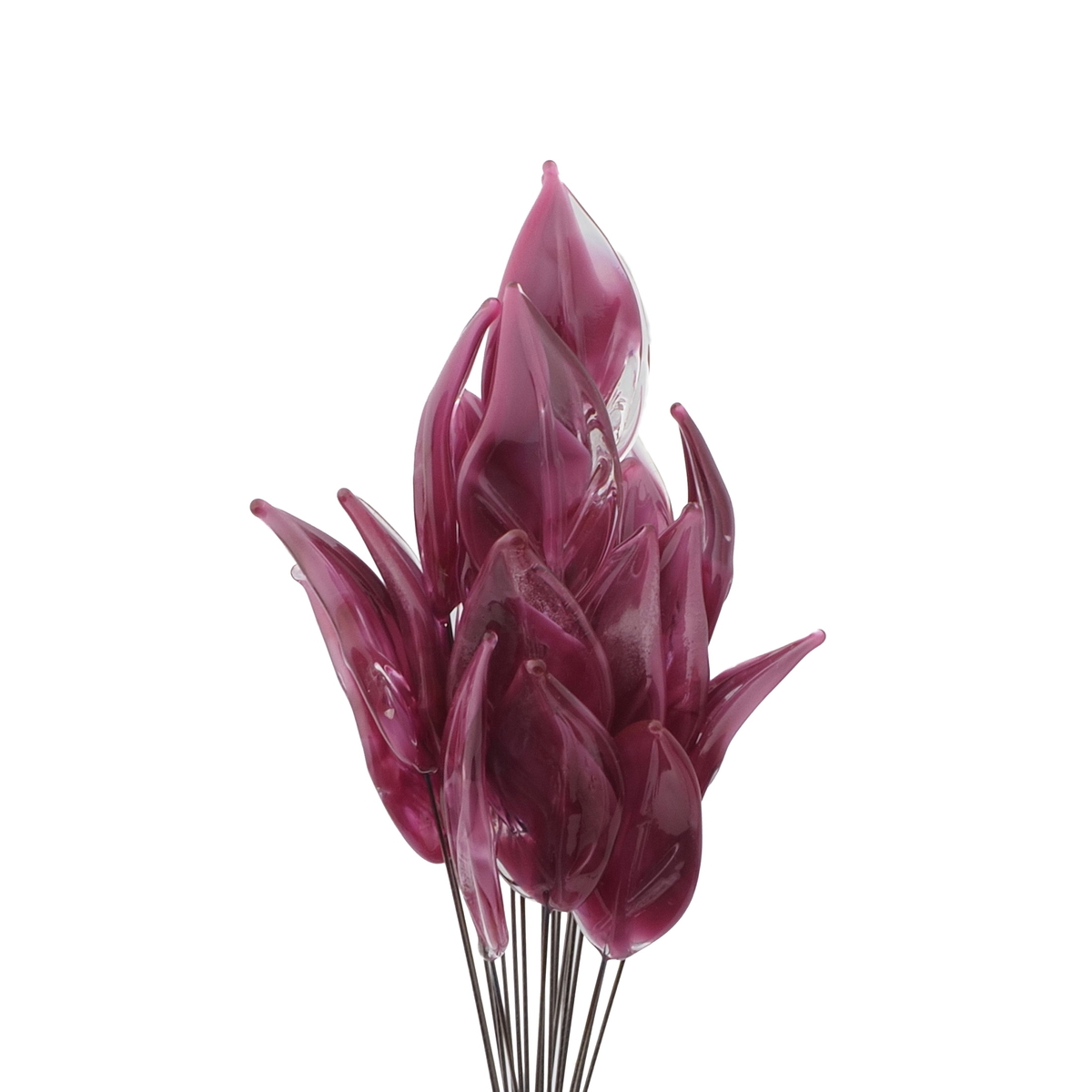 Czech lampwork glass purple satin bicolor flower petal leaf glass bead (1 bead)