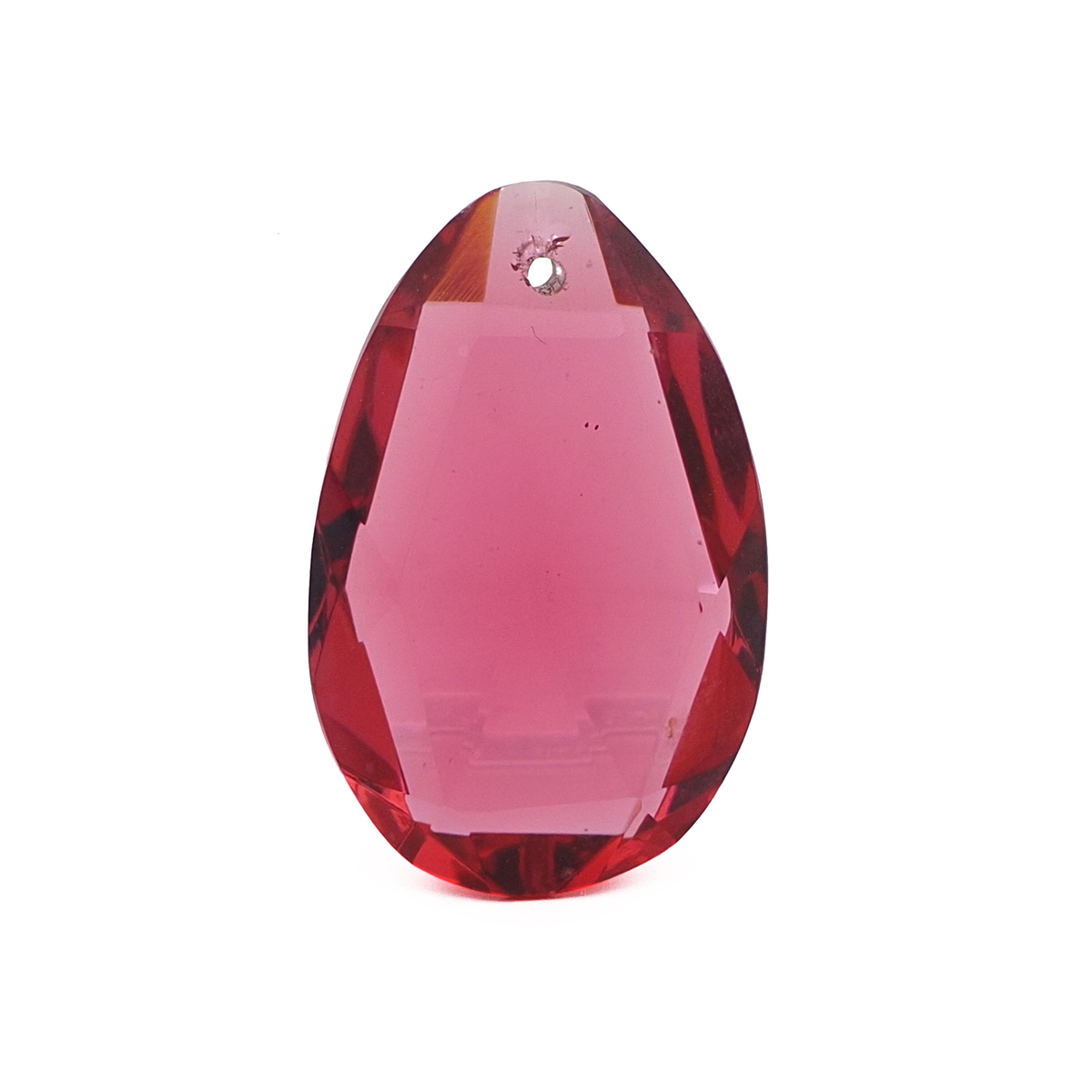 Czech antique hand cut cranberry pink oval faceted pendant glass bead 25mm