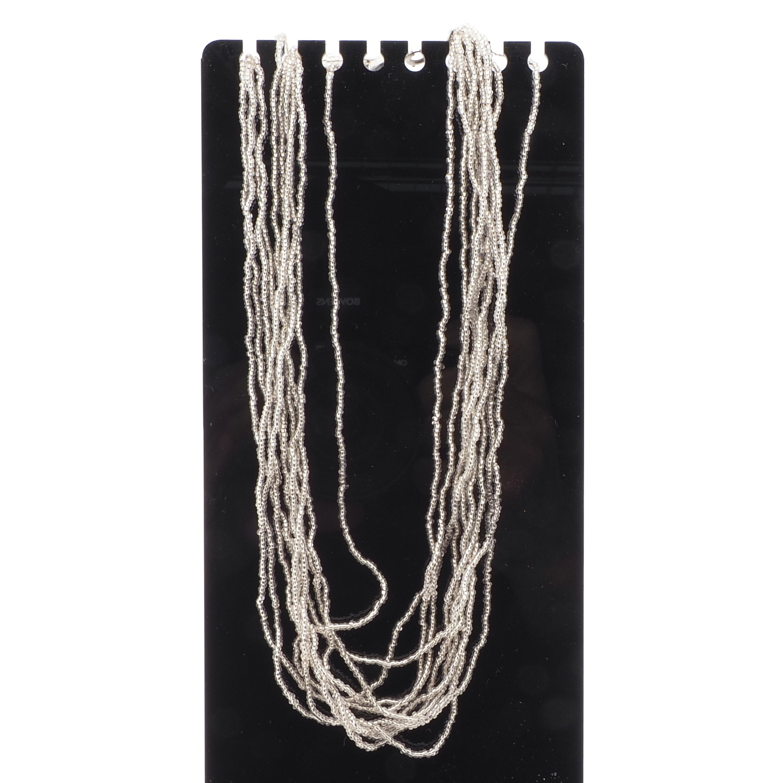 Vintage Czech 10 strand necklace silver lined micro seed glass beads