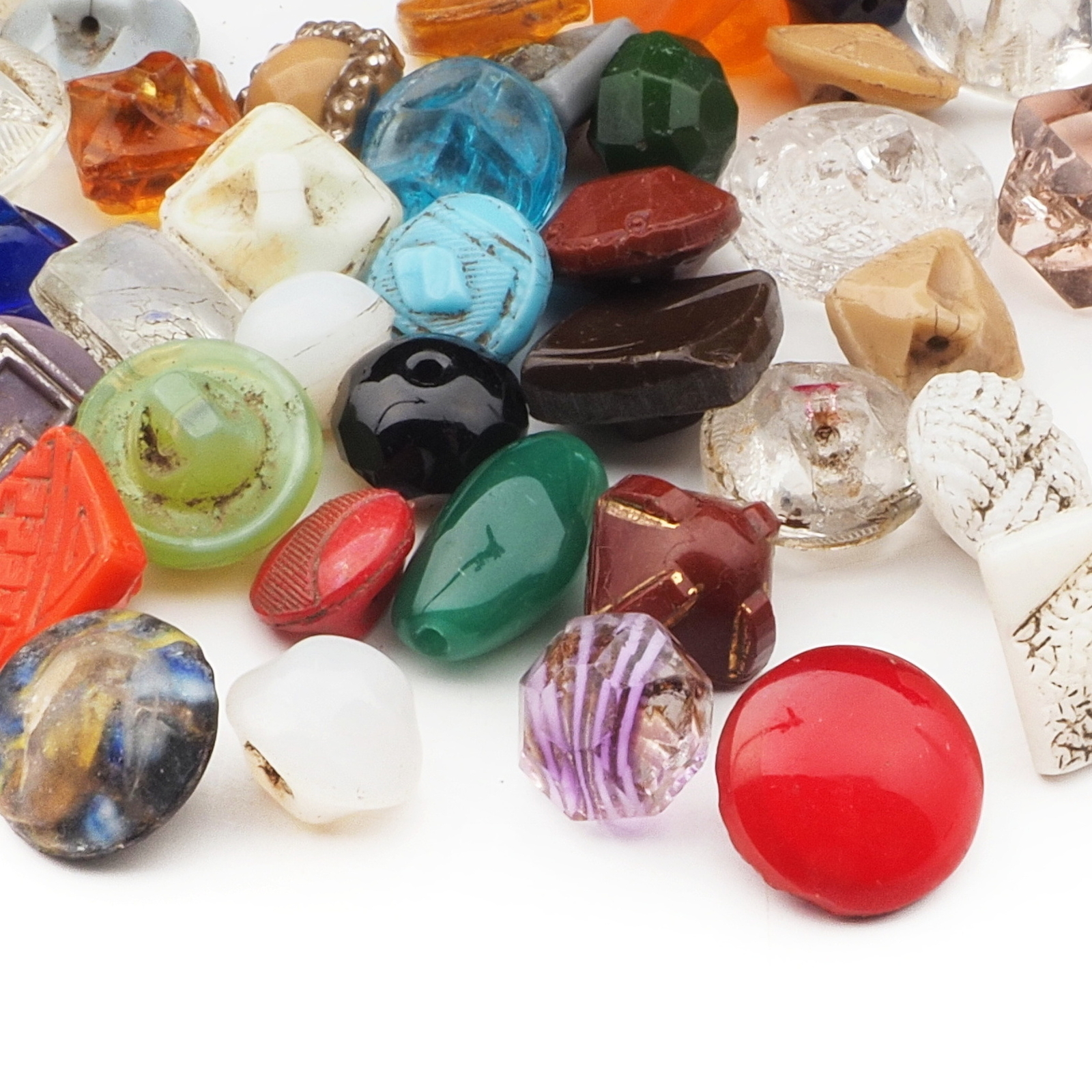 Lot (50) Czech Victorian Deco antique dimi doll glass buttons