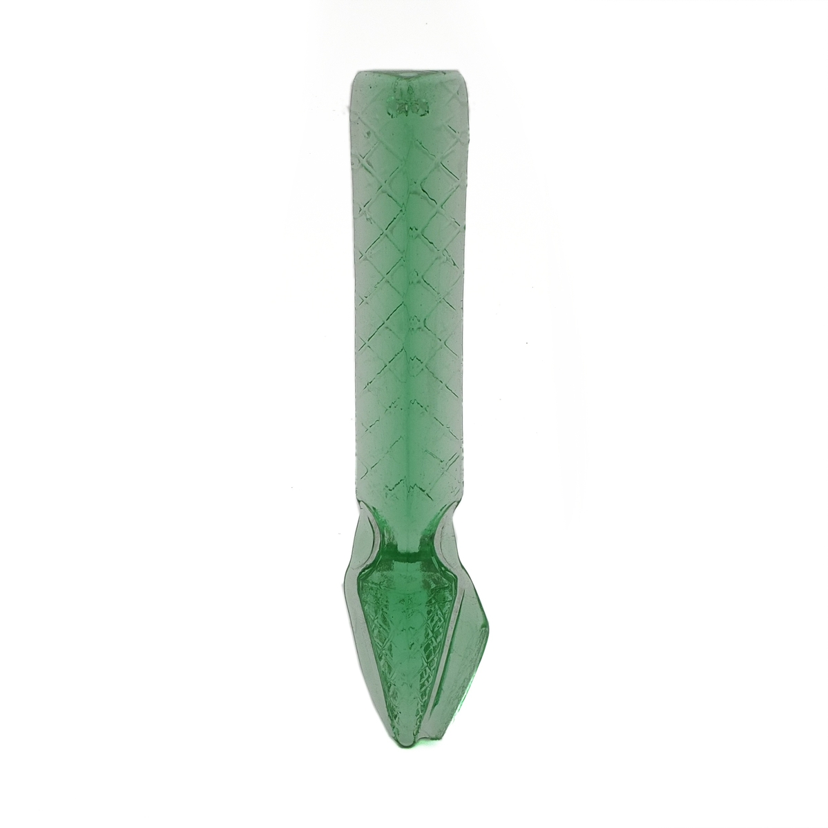 Vintage Czech uranium green glass colonial spear Chandelier prism unfinished 4.8"
