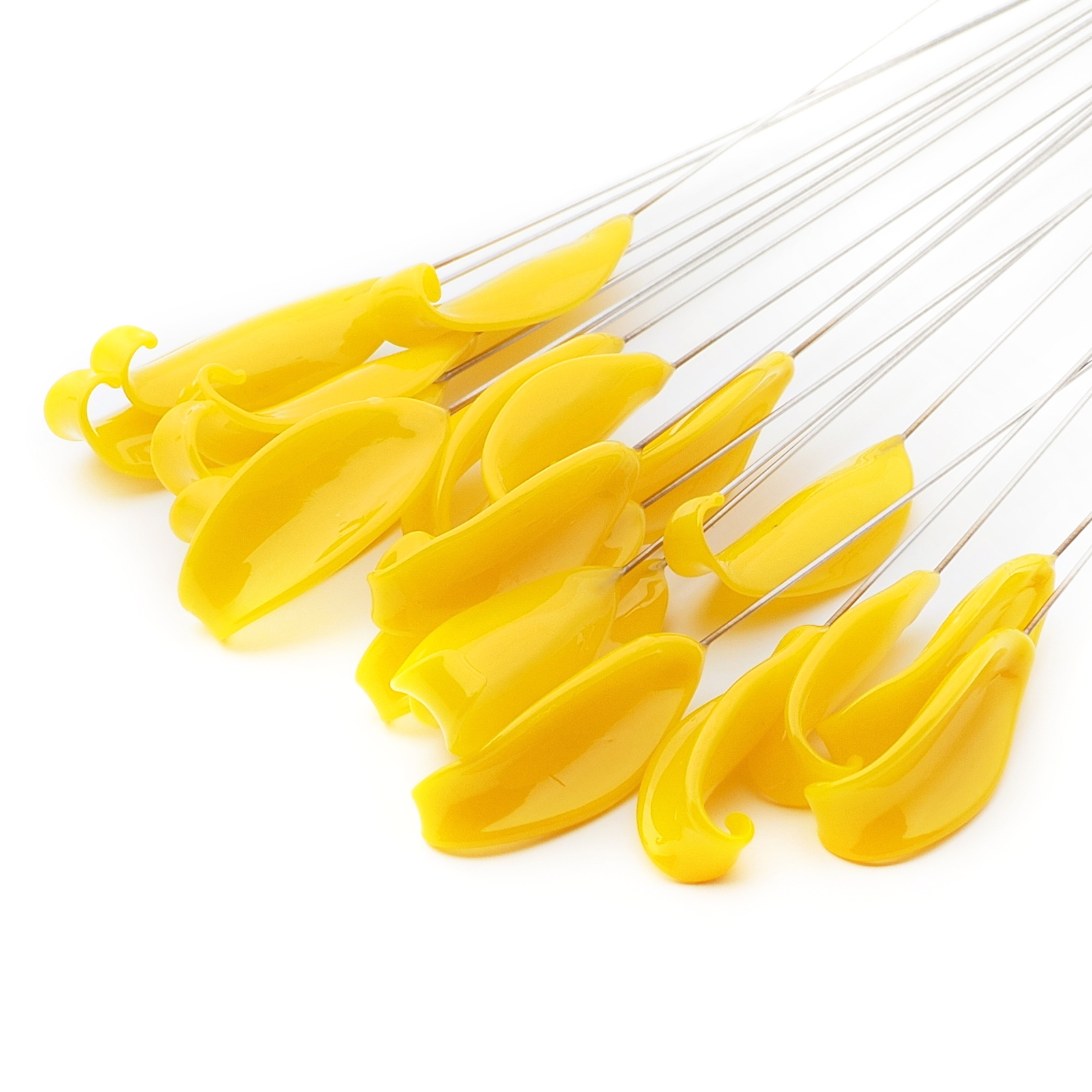 Czech lampwork glass yellow flower petal craft earring headpin glass bead (1 bead)