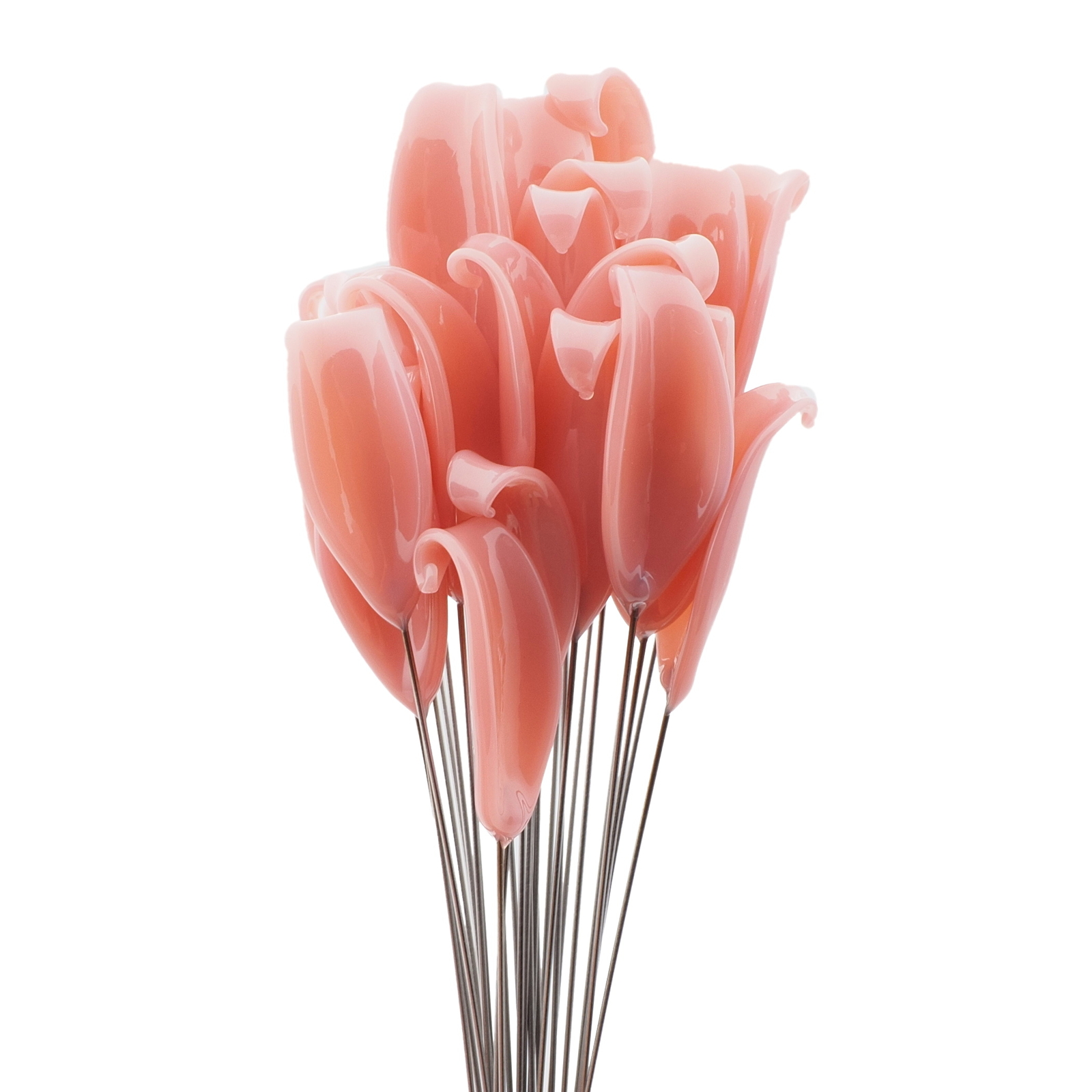 Czech lampwork glass pink flower petal craft earring headpin glass bead (1 bead)