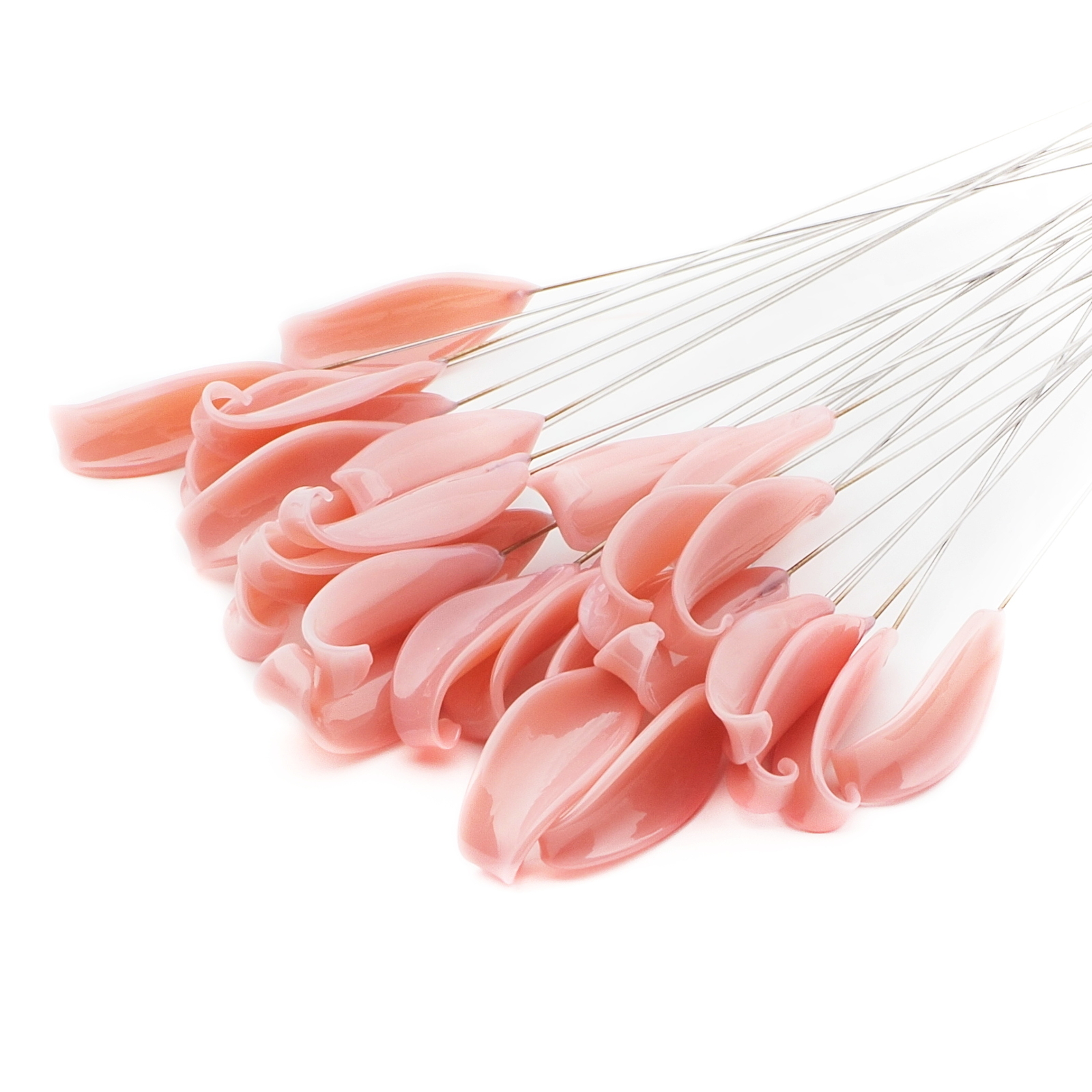 Czech lampwork glass pink flower petal craft earring headpin glass bead (1 bead)