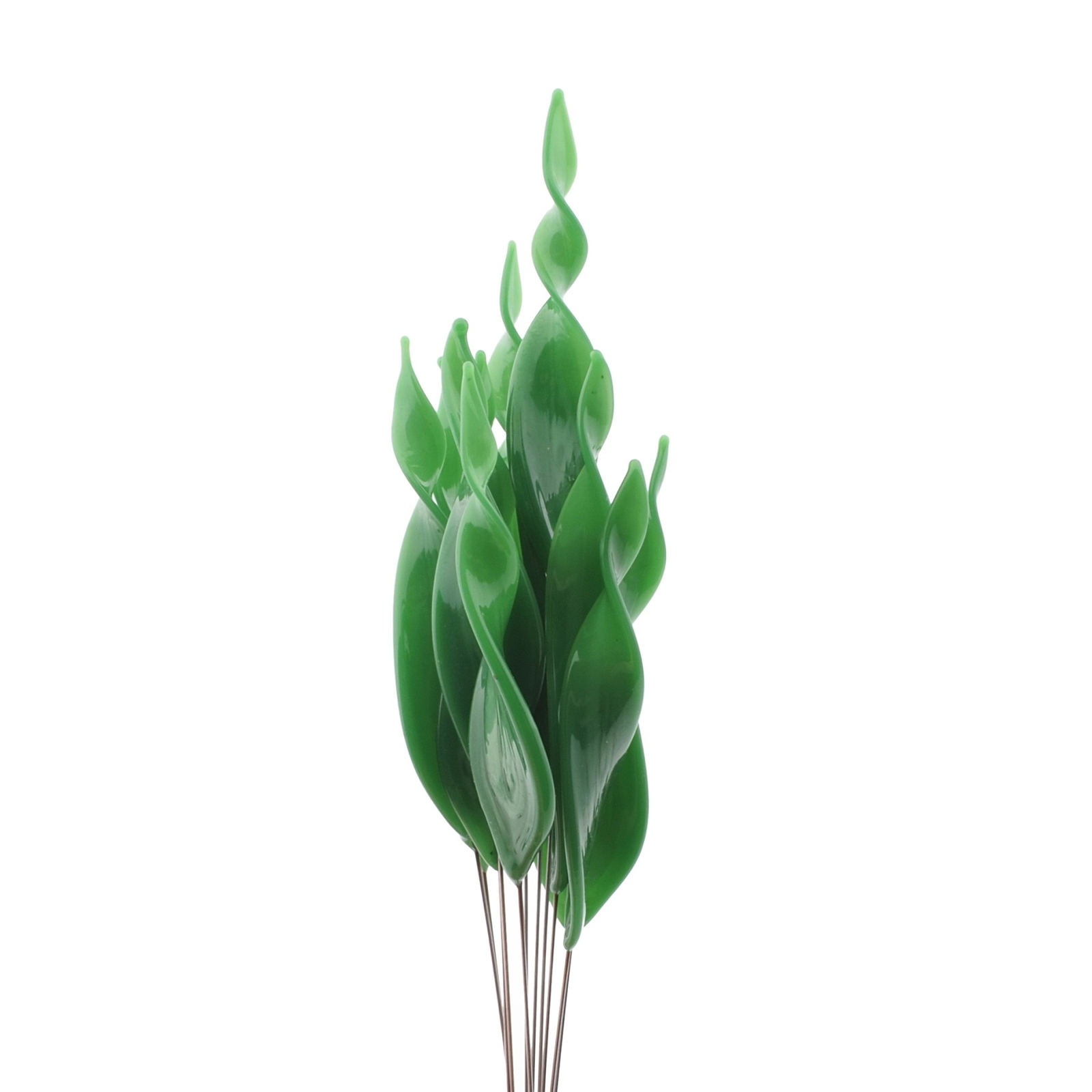 Czech lampwork glass green twist flower leaf craft earring headpin glass bead (1 bead)
