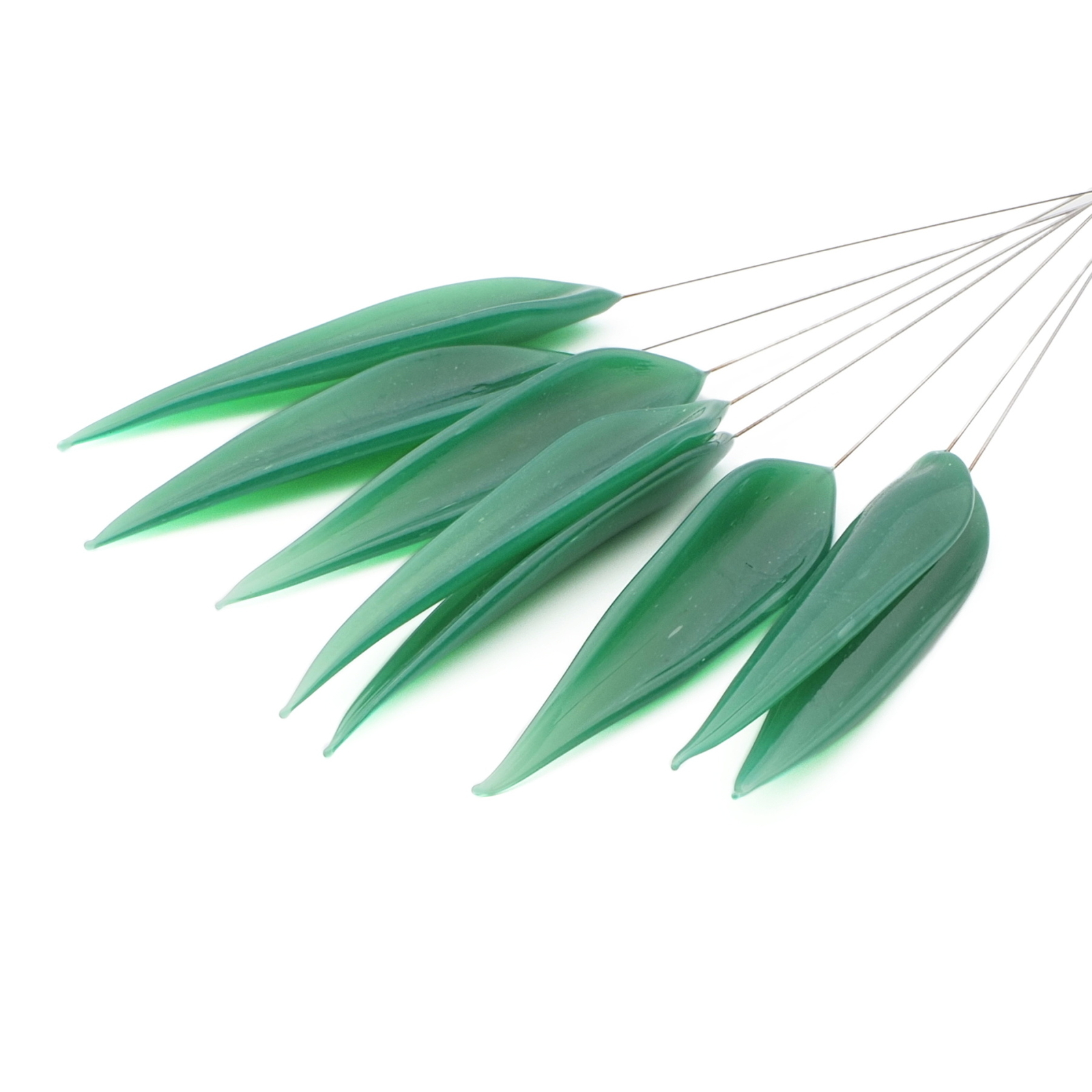 Czech lampwork glass opaline green flower leaf craft earring headpin glass bead (1 bead)