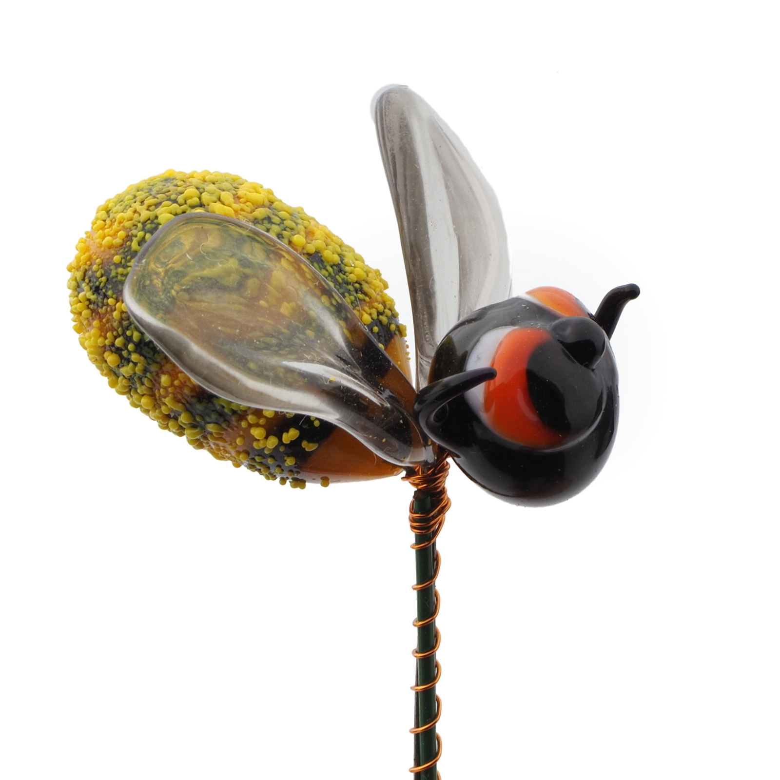 Czech lampwork glass bead bumble bee stem