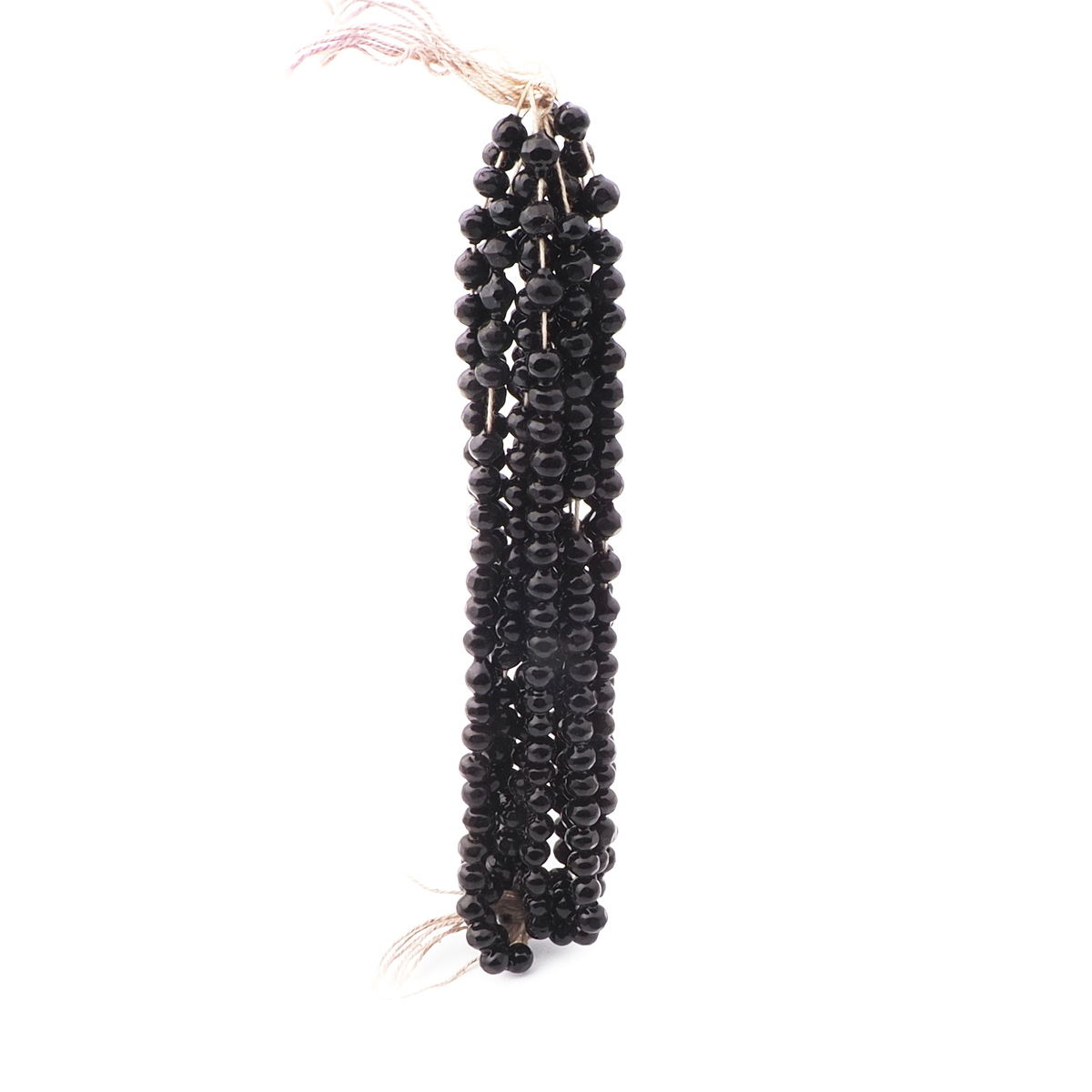 Hank (280) antique Victorian Czech blown black glass beads 6mm