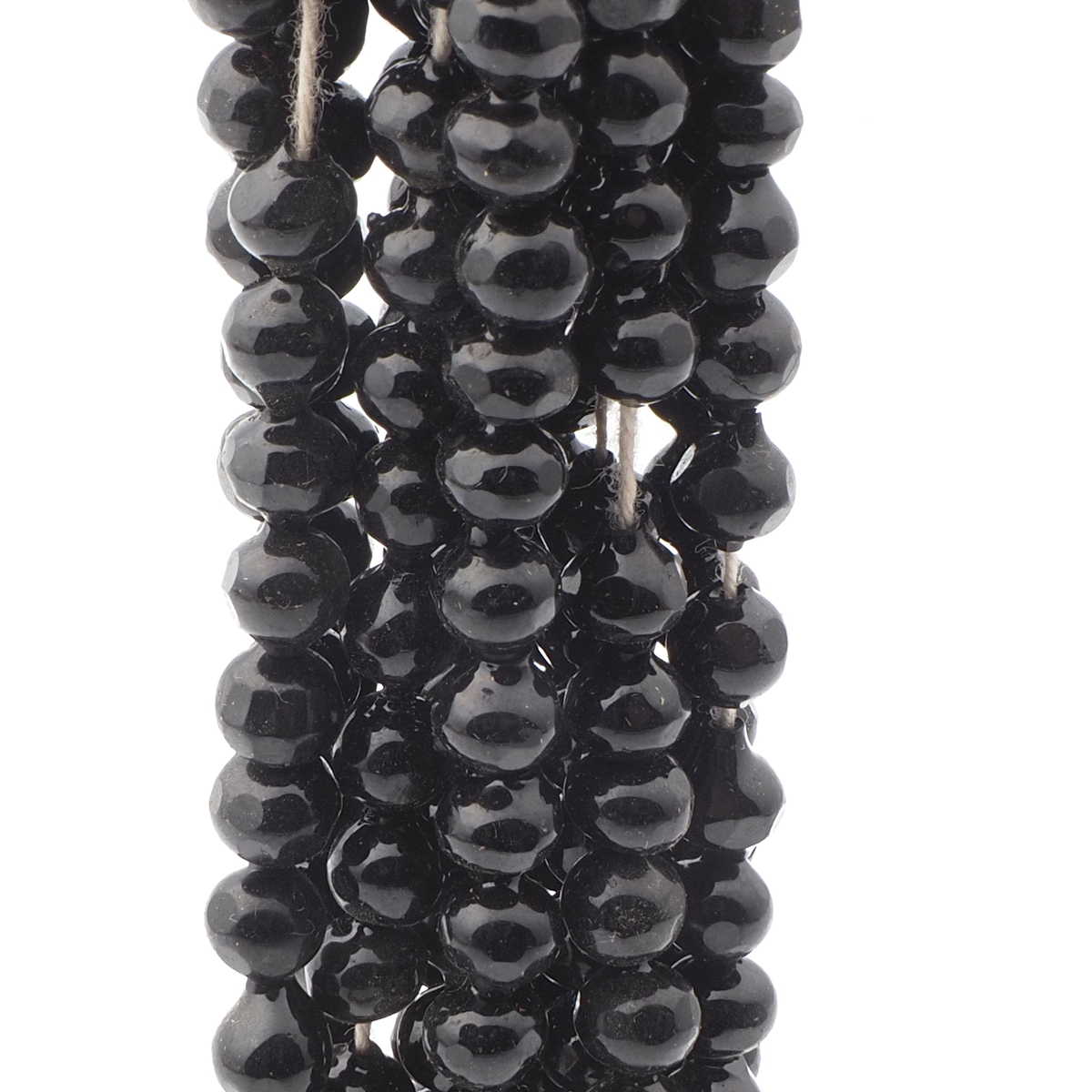 Hank (280) antique Victorian Czech blown black glass beads 6mm