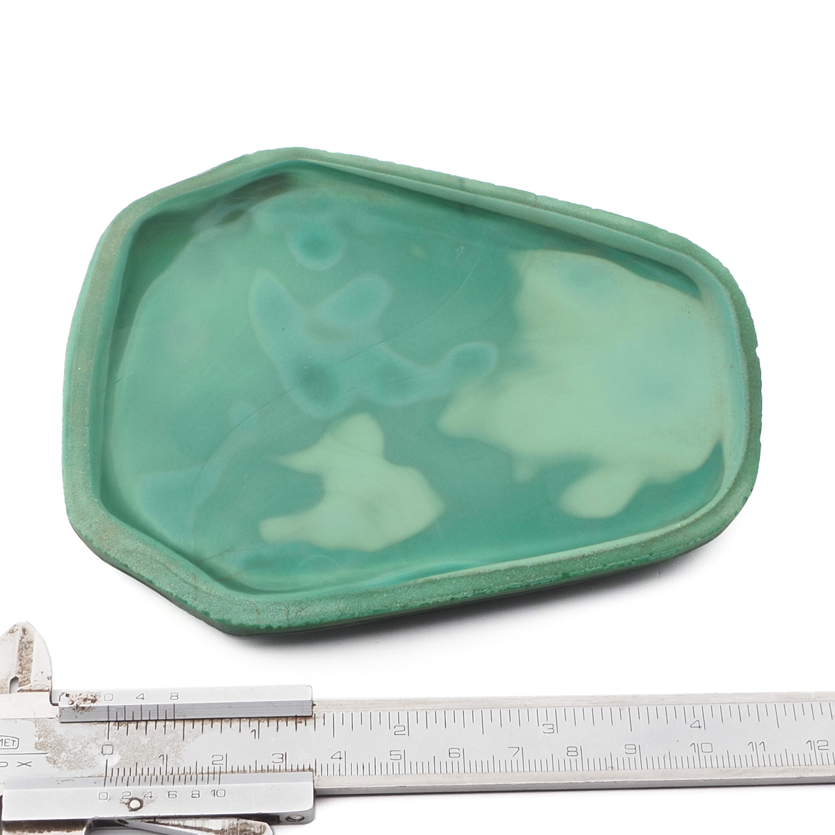 Art Deco Schlevogt Ingrid malachite jade green glass dressing table set mirror insert