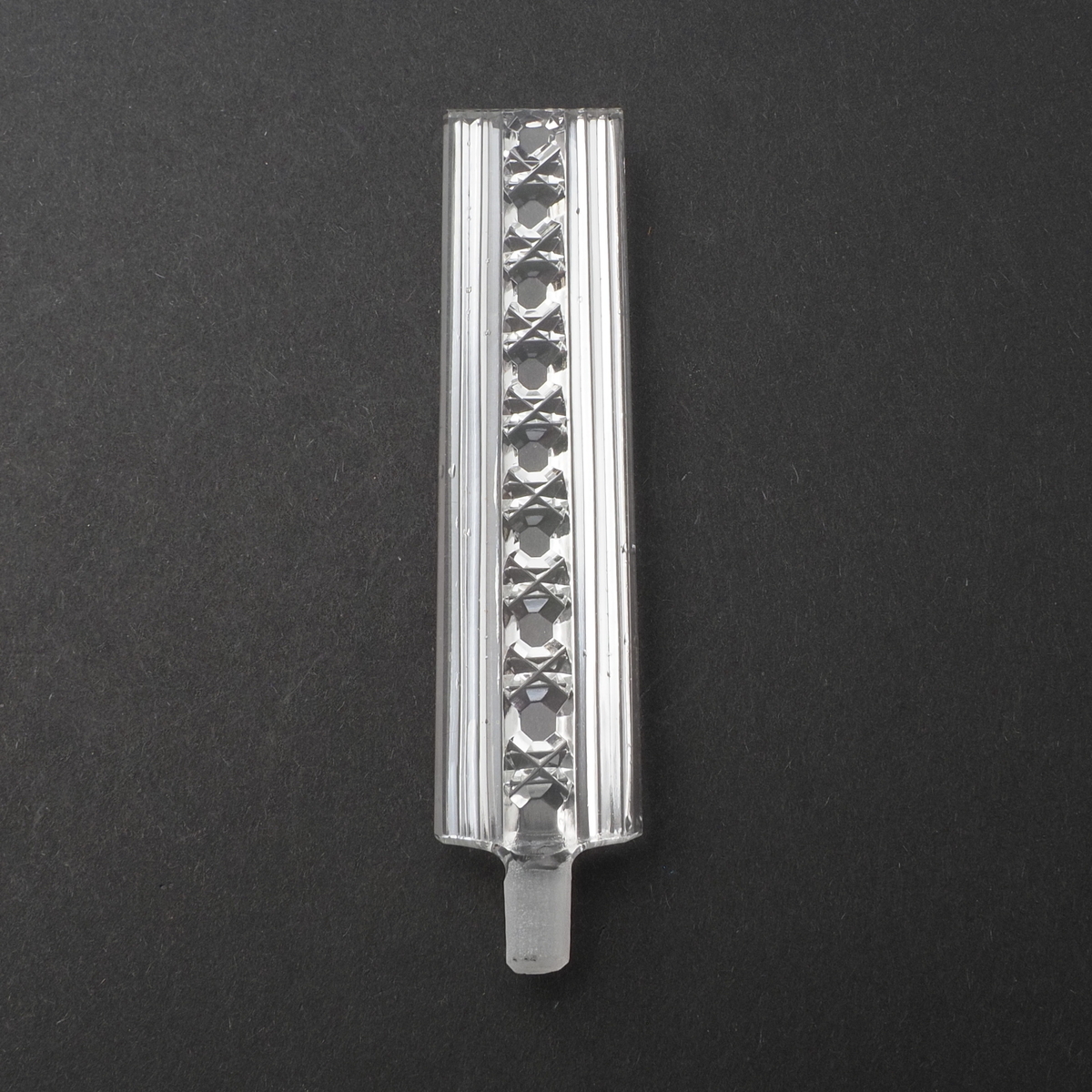 Original Art Deco Czech crystal clear glass rectangle perfume bottle stopper