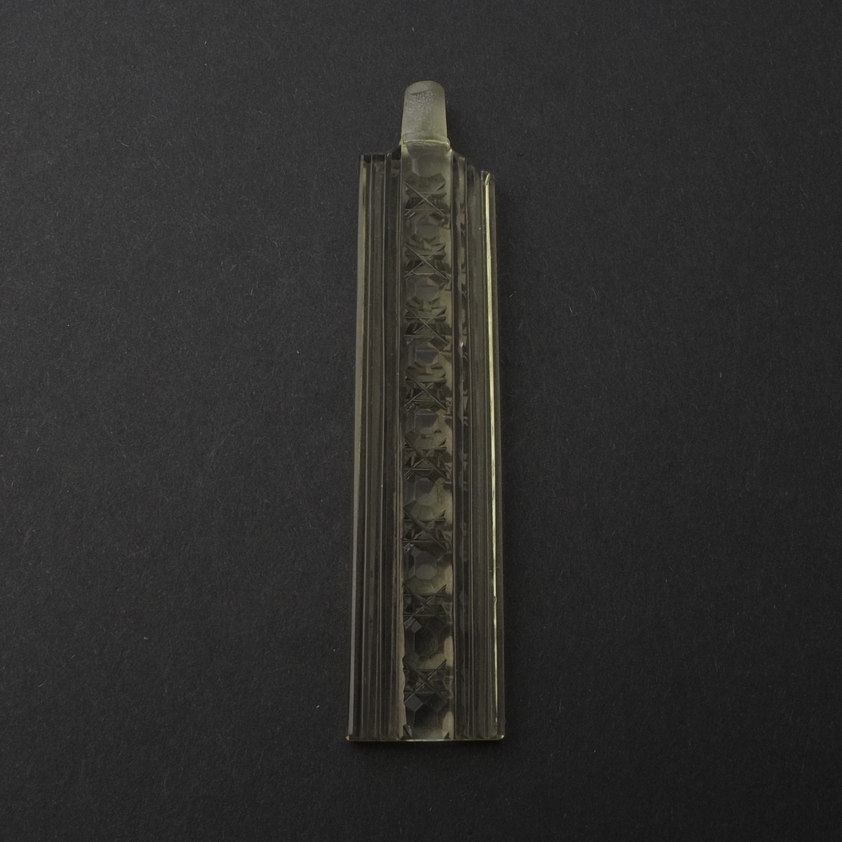 Original Art Deco Czech citrine glass rectangle perfume bottle stopper