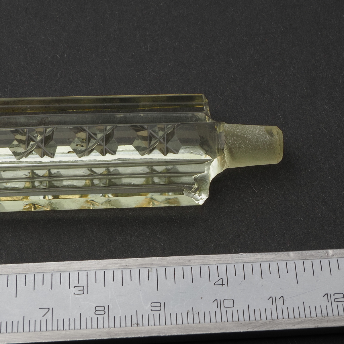 Original Art Deco Czech citrine glass rectangle perfume bottle stopper