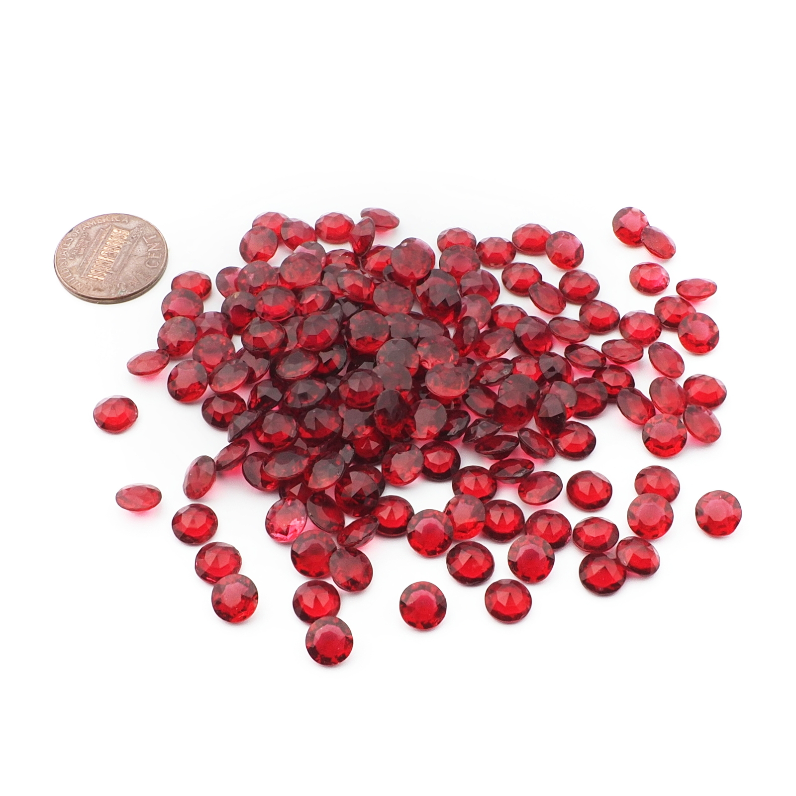 Lot (165) Czech vintage ruby red round glass rhinestones 7mm