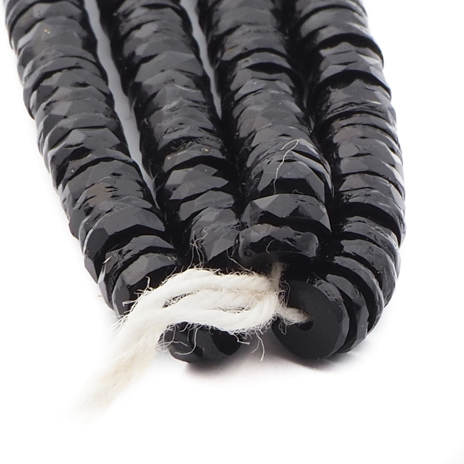 Lot (400) Czech antique black micro rondelle faceted glass beads 5x2mm