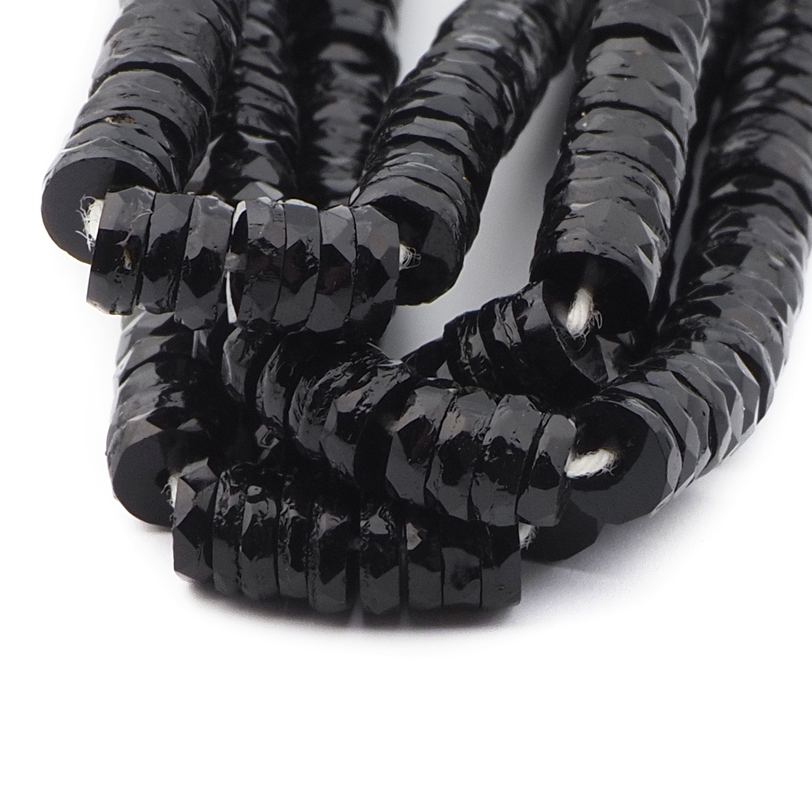 Lot (400) Czech antique black micro rondelle faceted glass beads 5x2mm