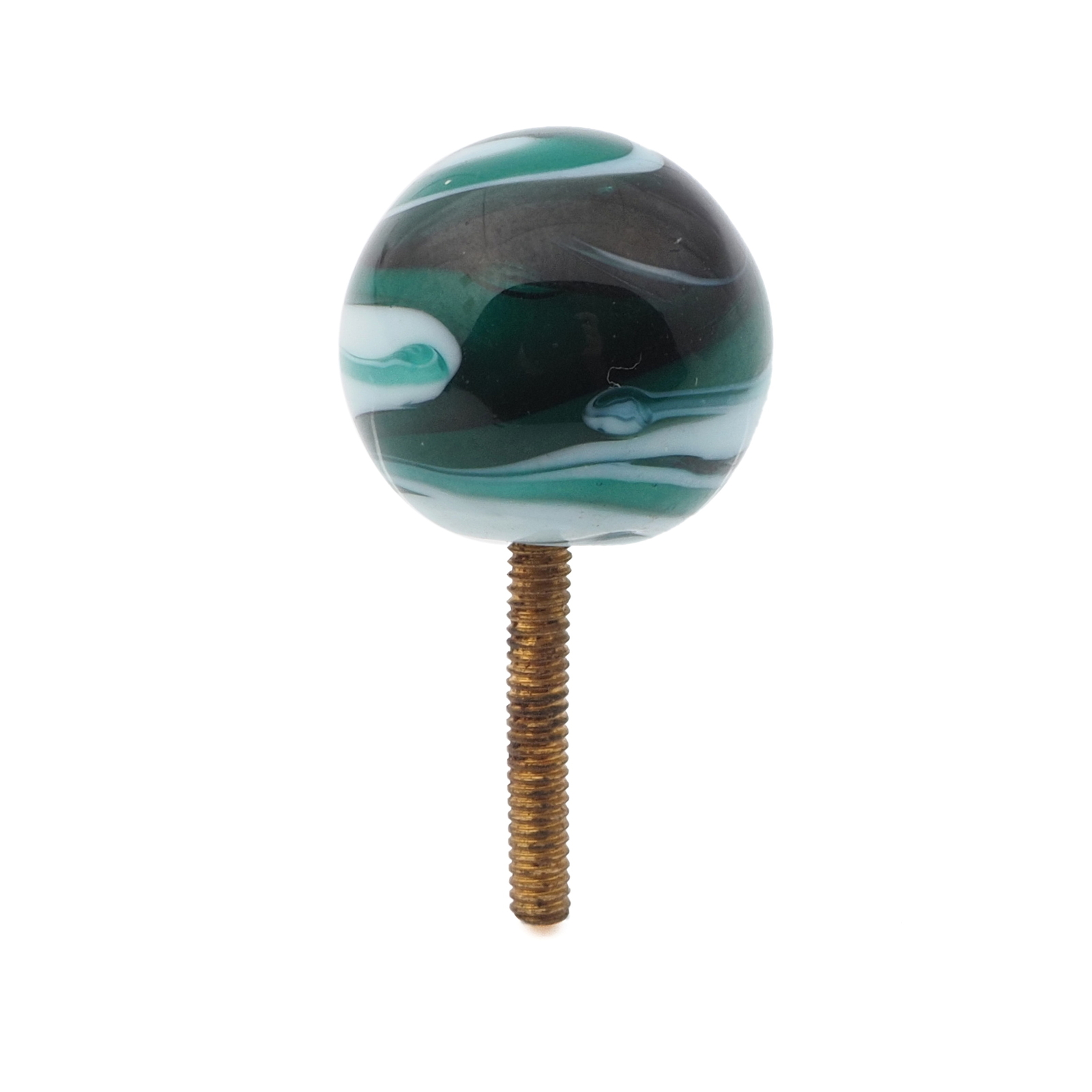 Vintage Czech marble lampwork glass ball chandelier finial threaded bead