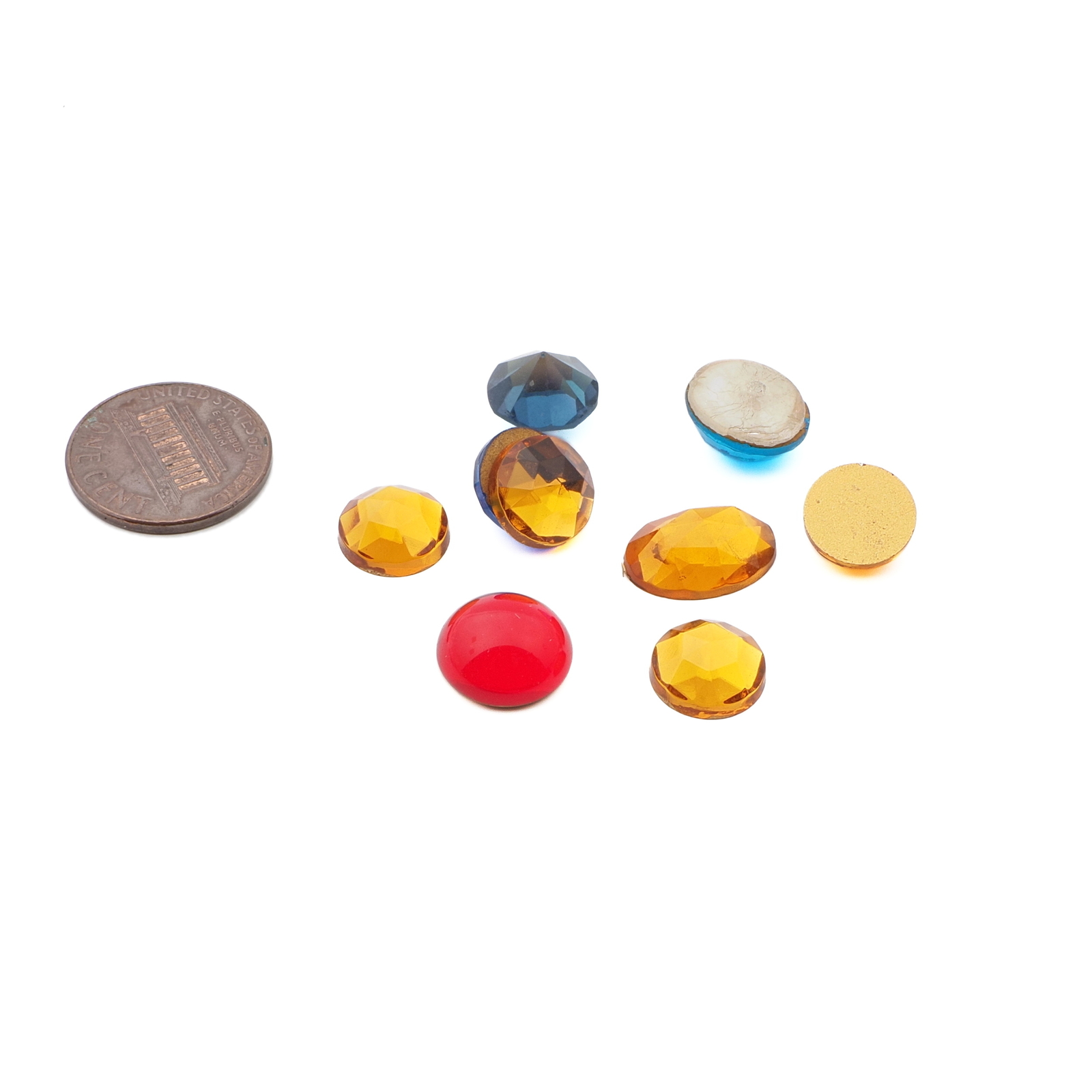 Lot (9) Czech vintage glass cabochons flatback rhinestones