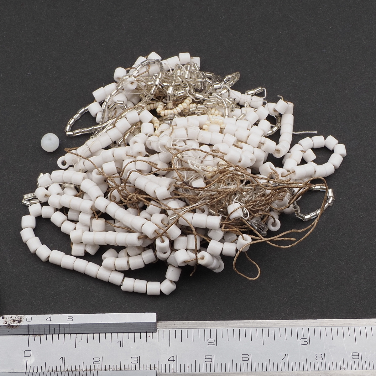 Lot Czech vintage silver lined clear bugle beige seed white bugle glass beads
