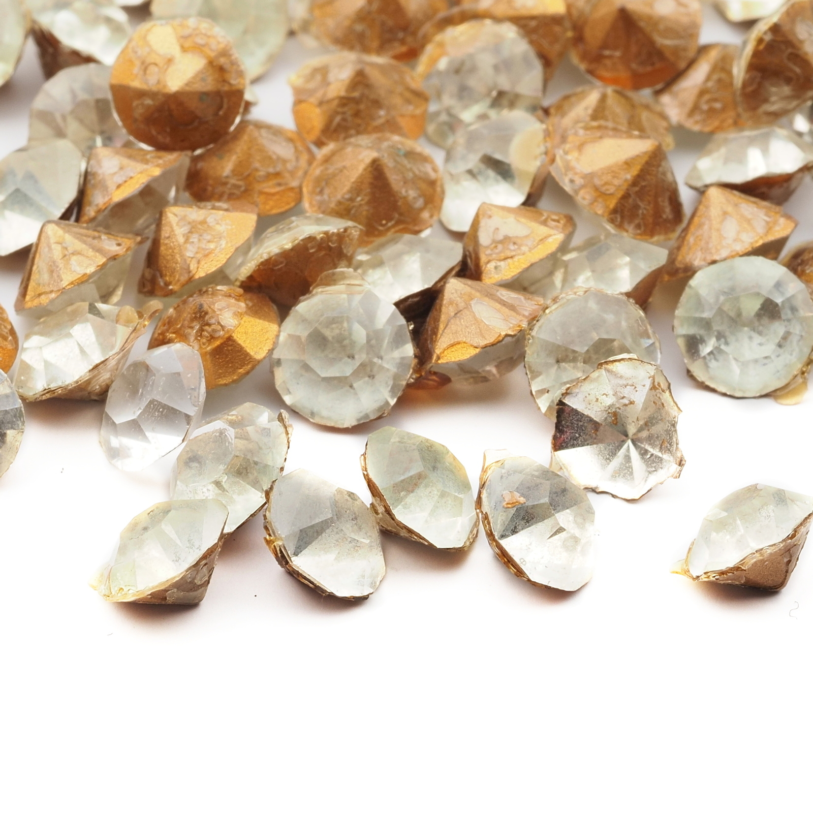 Lot (130) Czech Vintage foiled crystal clear glass rhinestones ss34 7mm