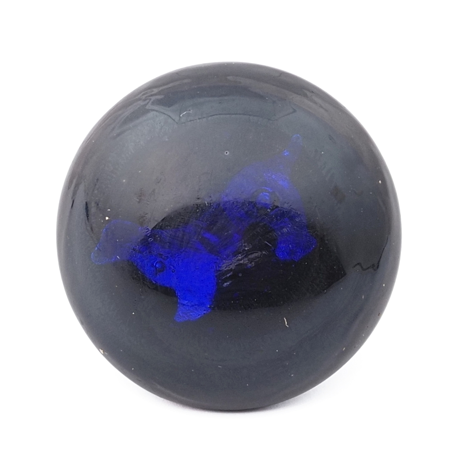 Antique Czech micro lampwork blue foil dog under glass button 16mm