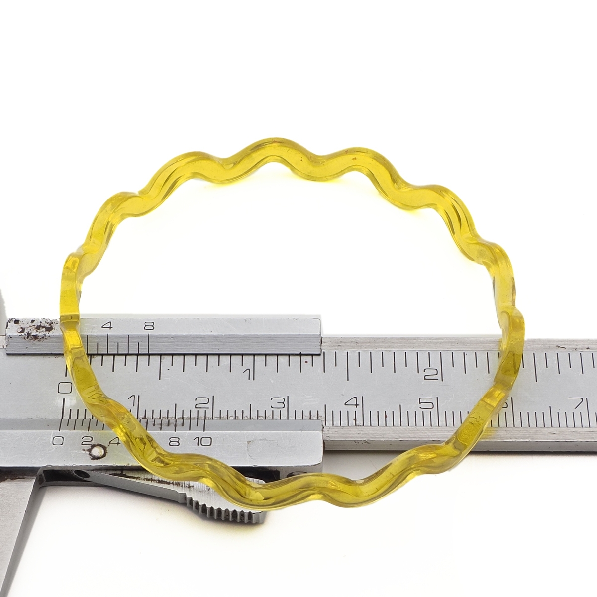 Antique Czech golden yellow wavy glass bangle 63mm