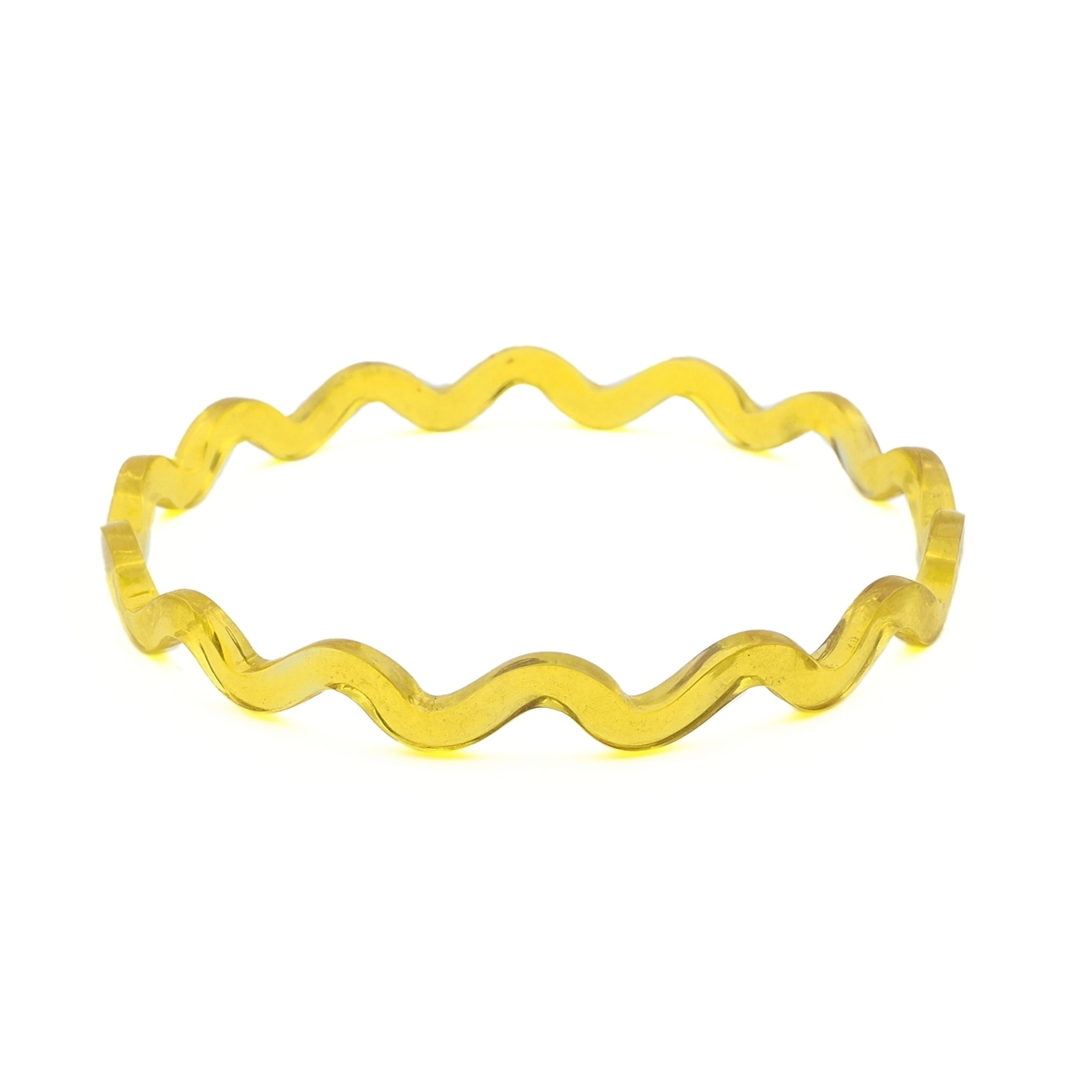 Antique Czech golden yellow wavy glass bangle 63mm