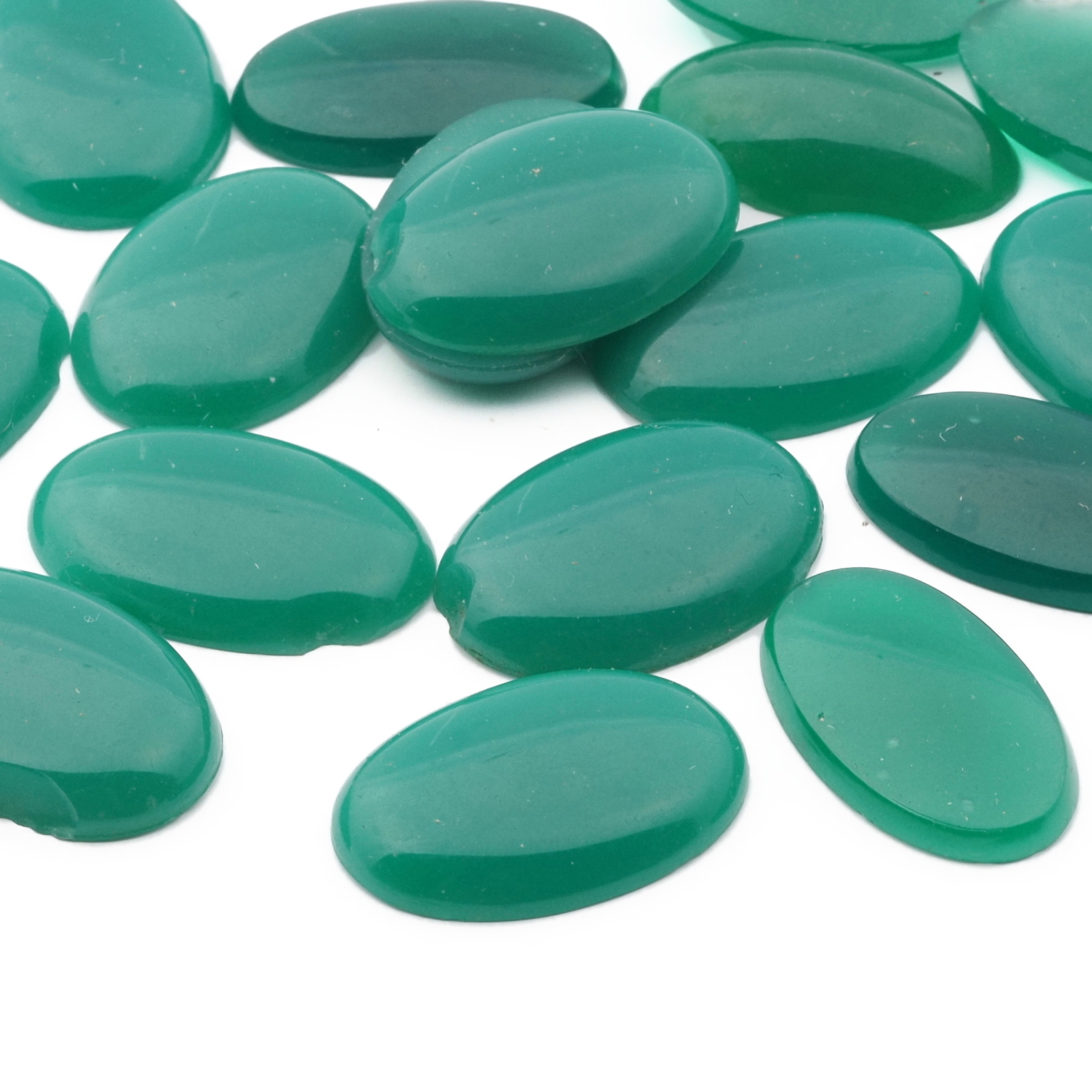 Lot (19) Vintage Czech chrysoprase opaline oval glass cabochons 24mm damaged