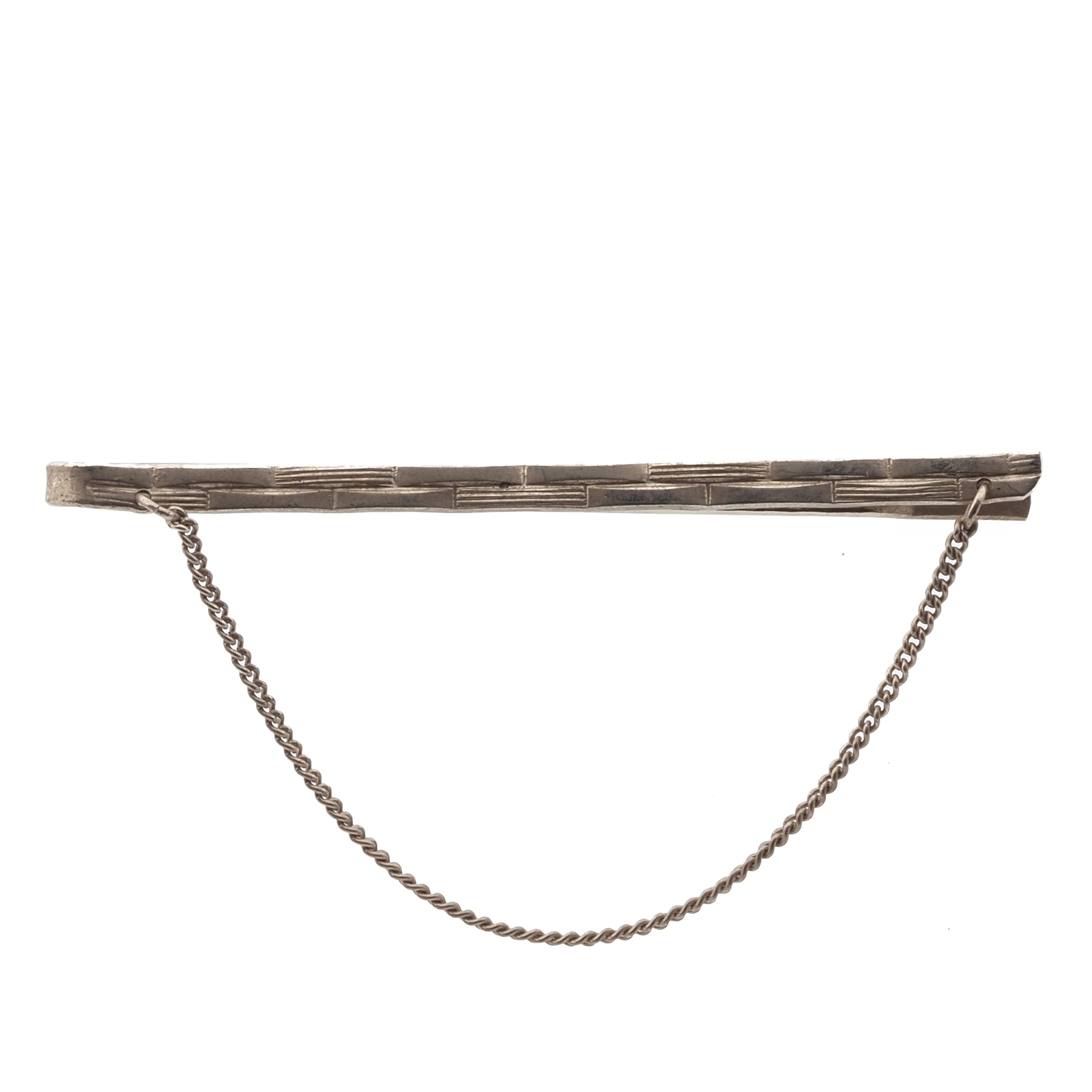 Vintage silver tone plated metal tie clip bar pin