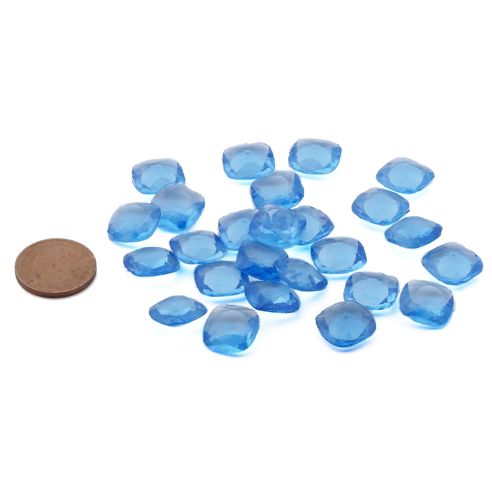 Lot (24) Czech vintage sapphire blue square glass rhinestones 12mm