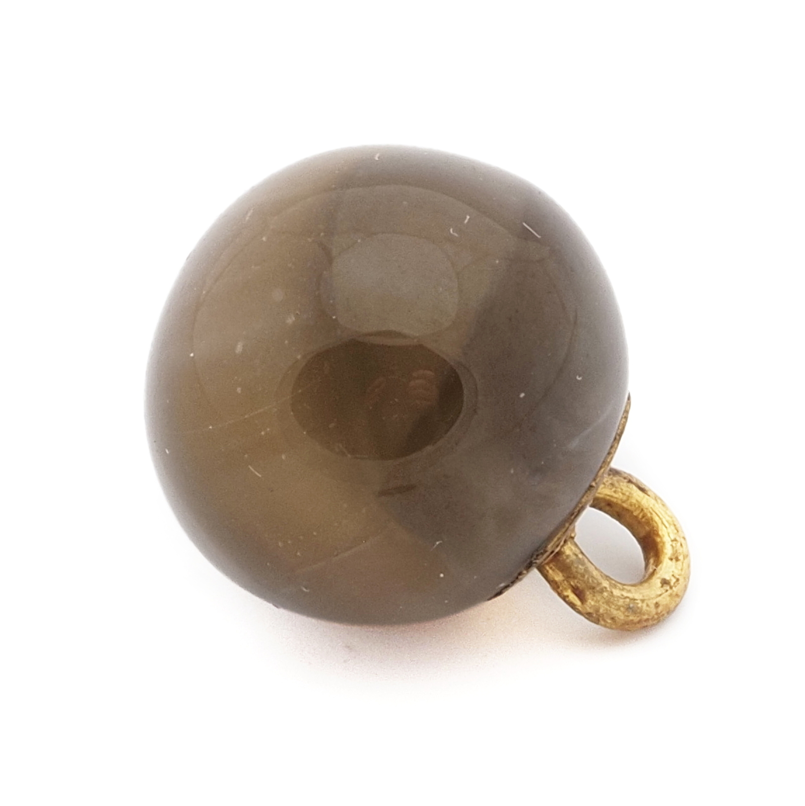 Antique Victorian Czech satin brown cased lampwork paperweight glass ball button 12mm