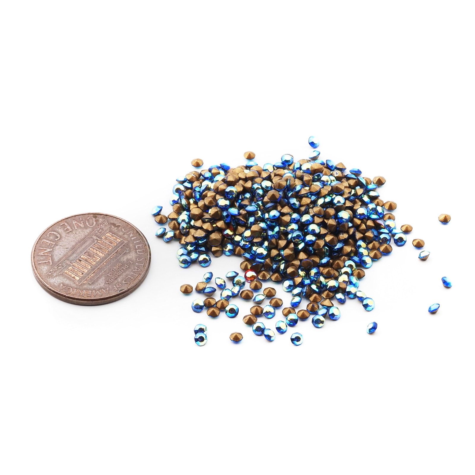 Lot Czech vintage foiled vitrail rainbow micro glass rhinestones 2mm