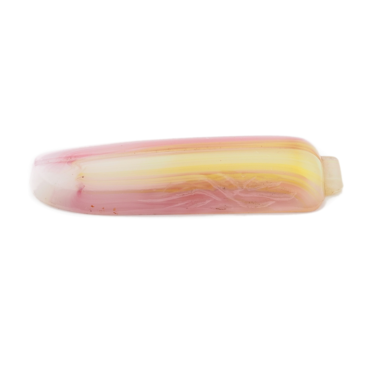 Antique Art Deco Czech pink yellow striped glass cabochon pendant element 45mm