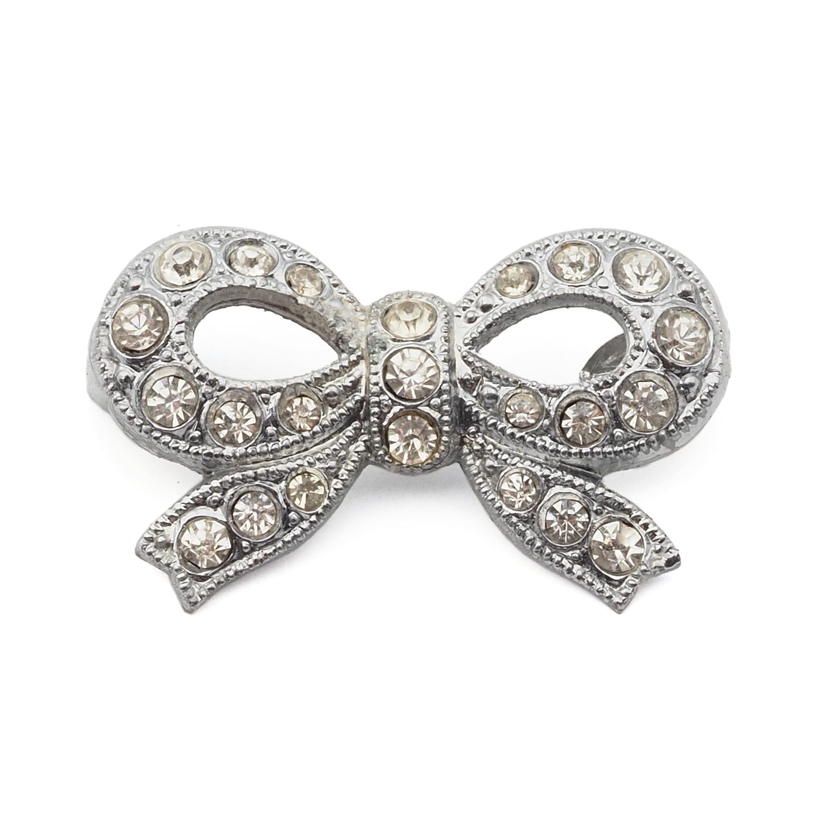 Vintage Paste Rhinestone Bow Brooch // Victorian Brooch // 