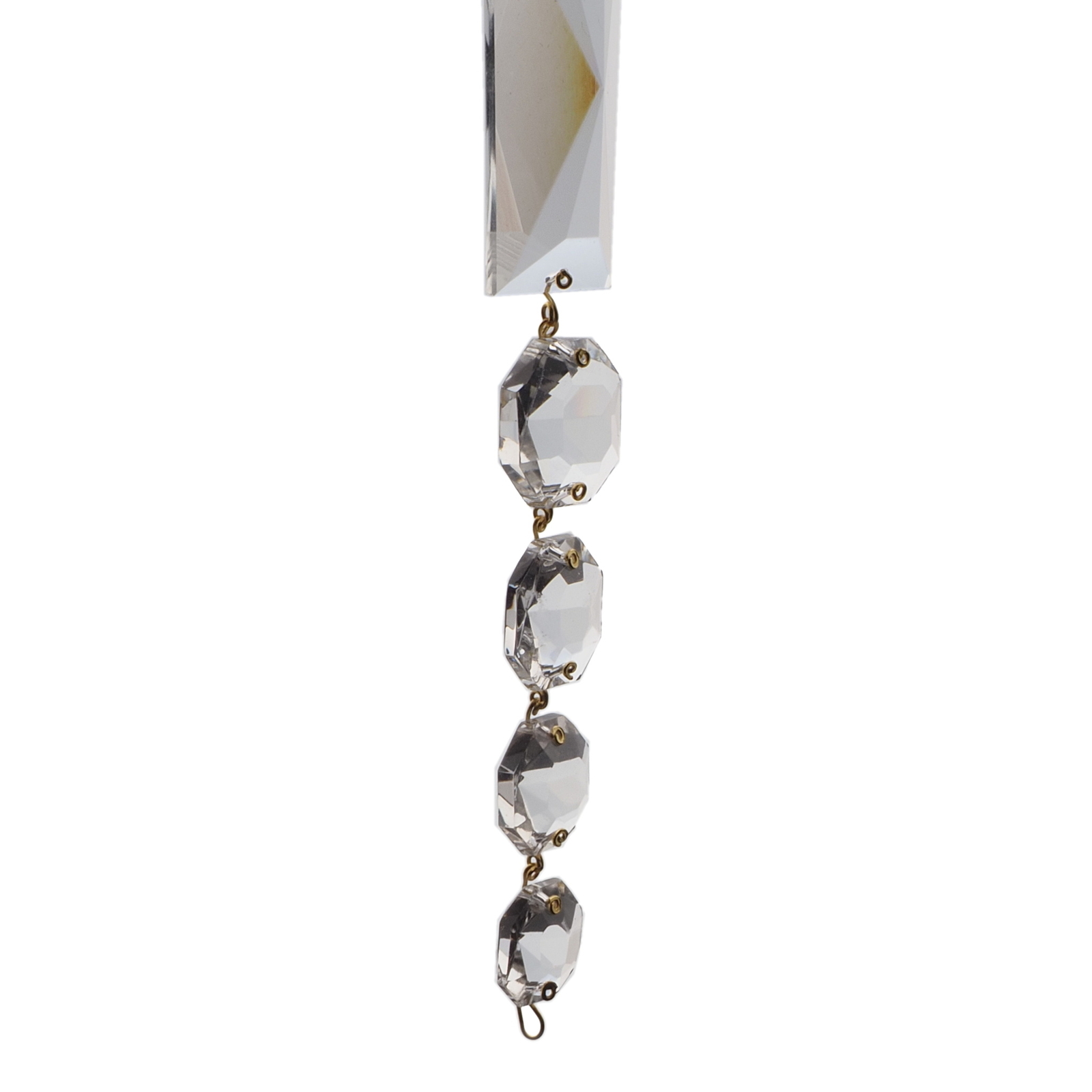 Czech crystal clear glass baguette octagon bead chandelier prism chain 9"