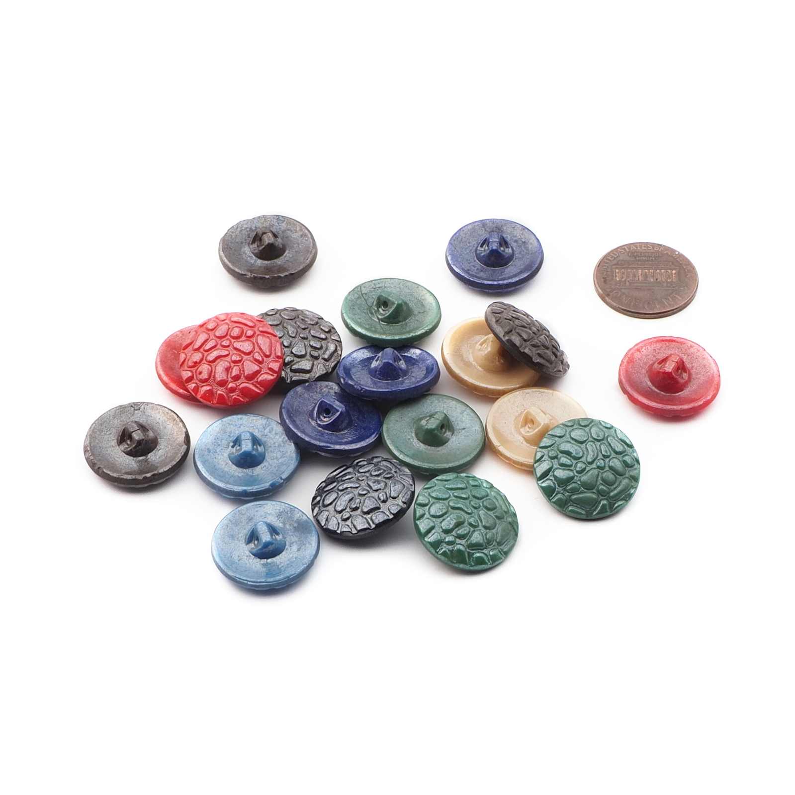 Lot (19) vintage Czech abstract lustre glass buttons 18mm