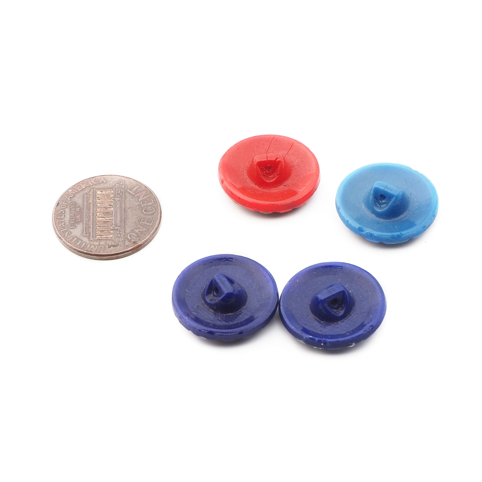Lot (4) vintage Czech abstract glass buttons 18mm
