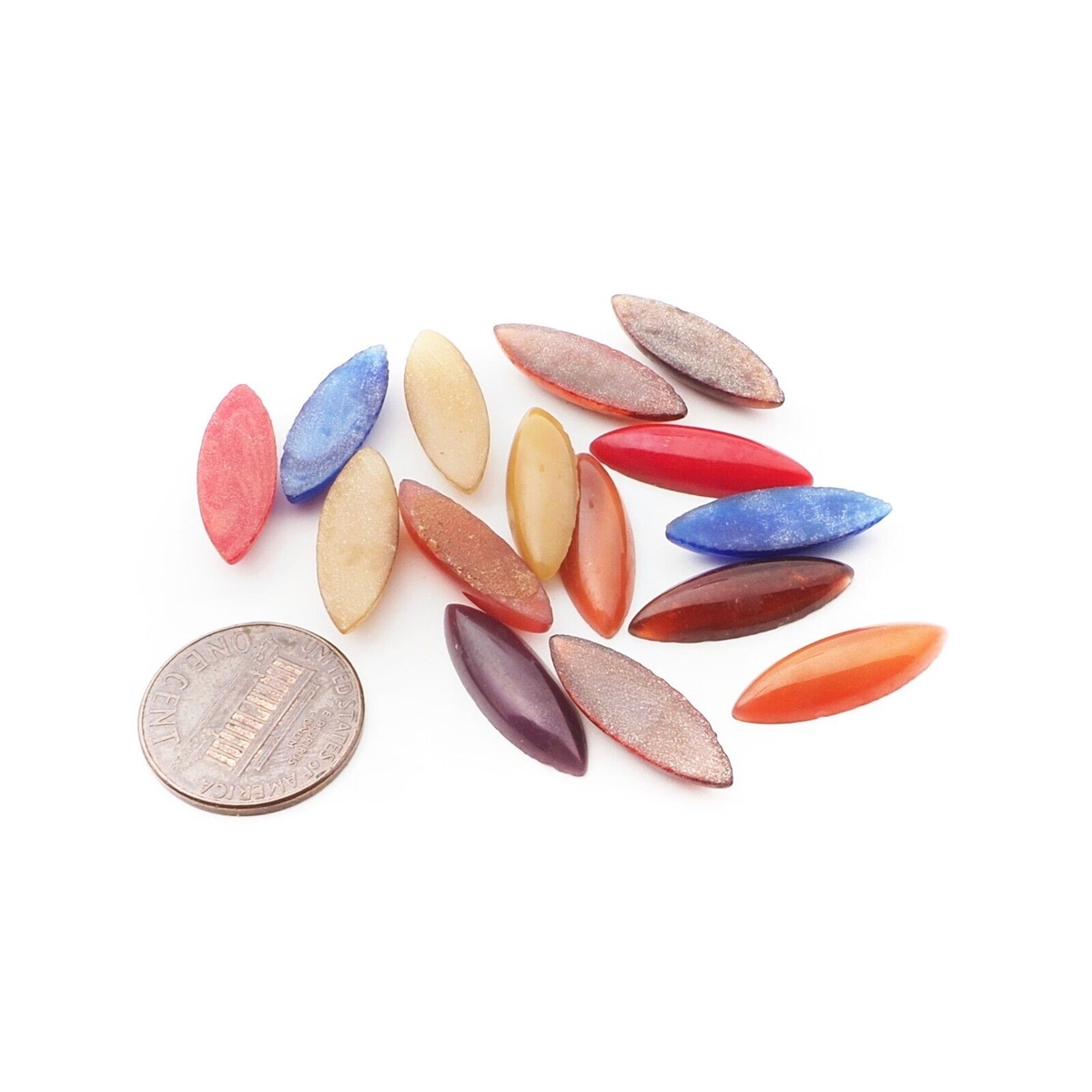 Lot (15) Czech vintage marquis oval glass cabochons 21mm