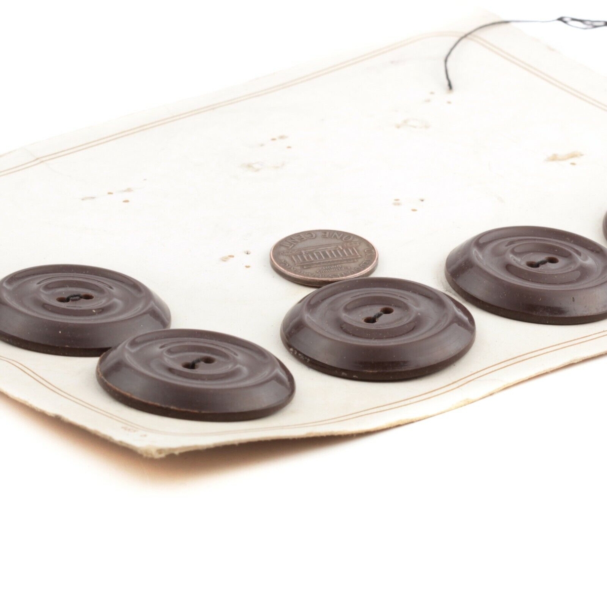 Card (5) Art Deco plastic celluloid black geometric buttons 33mm