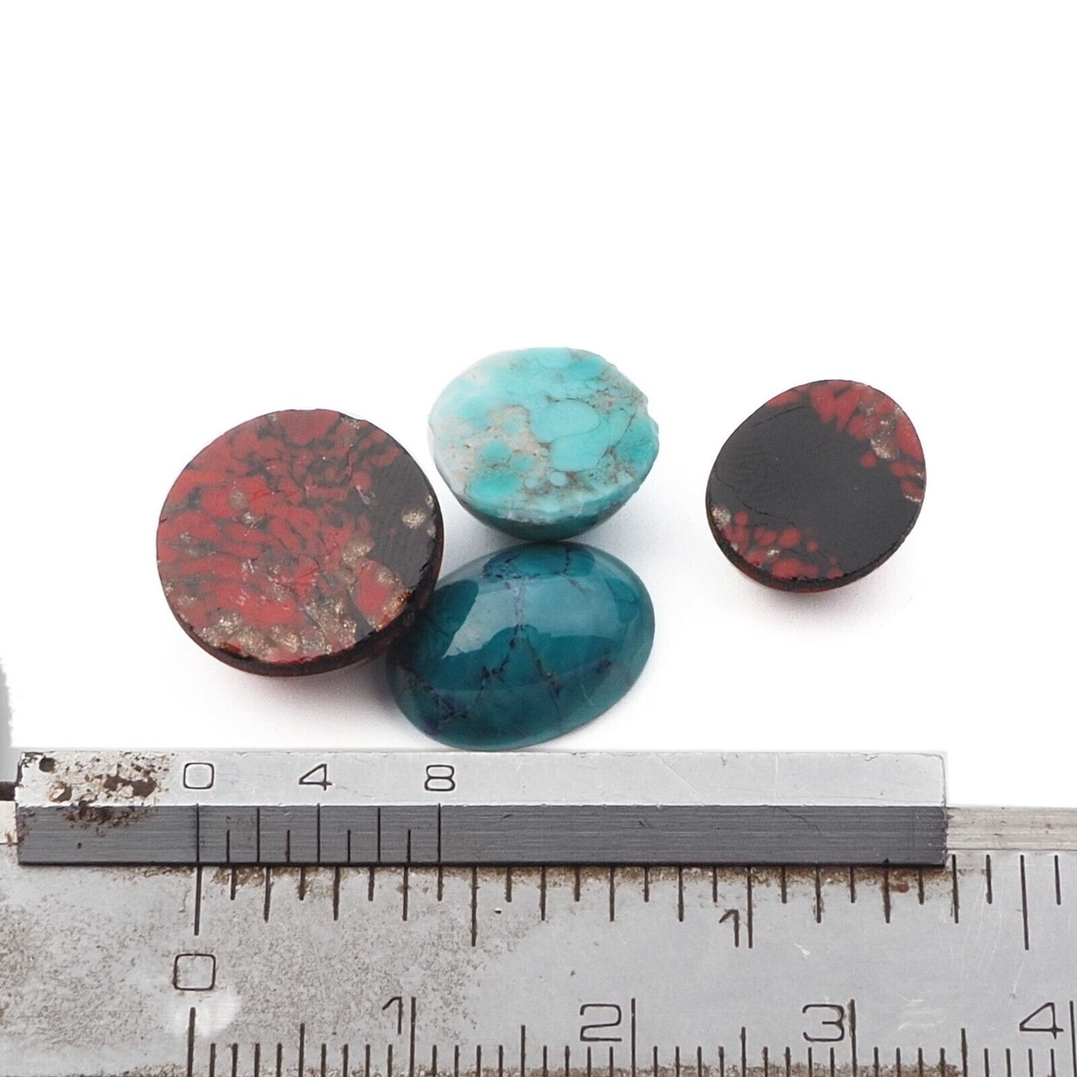 Lot (4) Czech vintage glass cabochons matrix marbled