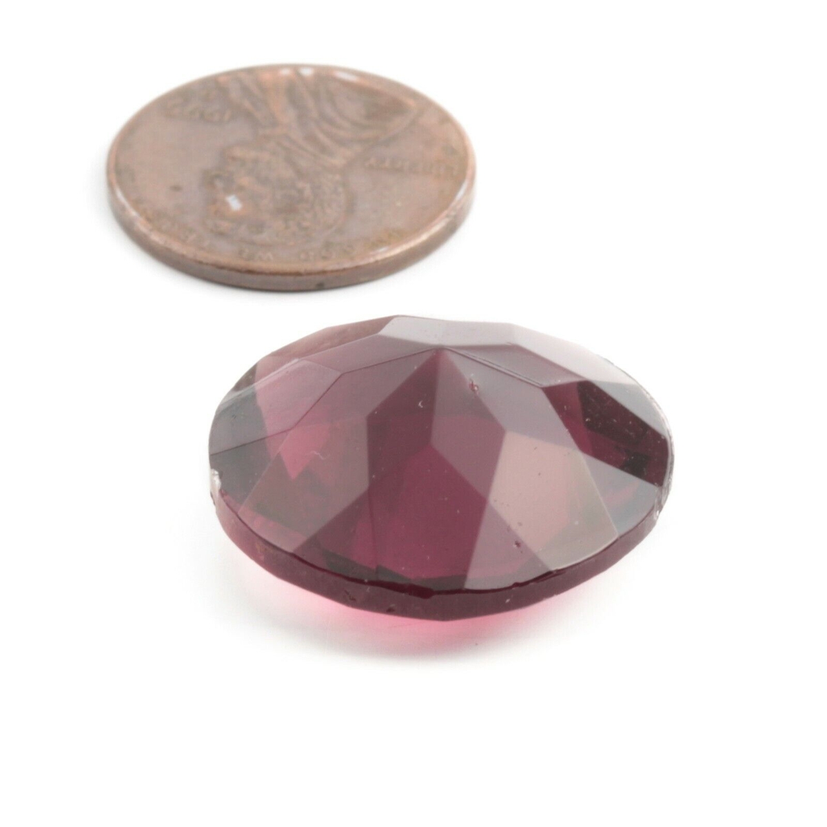 Large Czech vintage round faceted amethyst purple glass rhinestone 23mm
