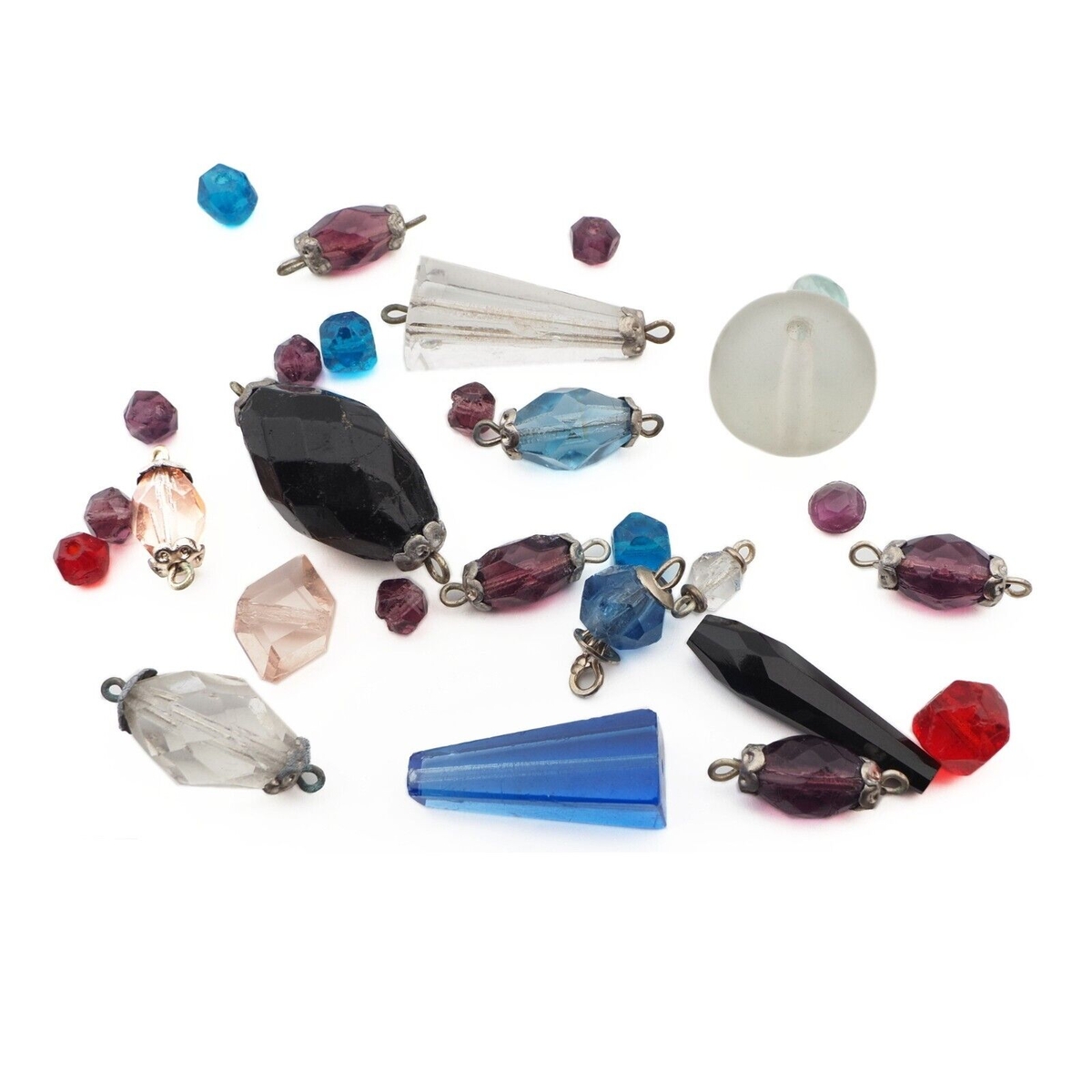 Lot (28) antique Czech assorted glass beads connectors